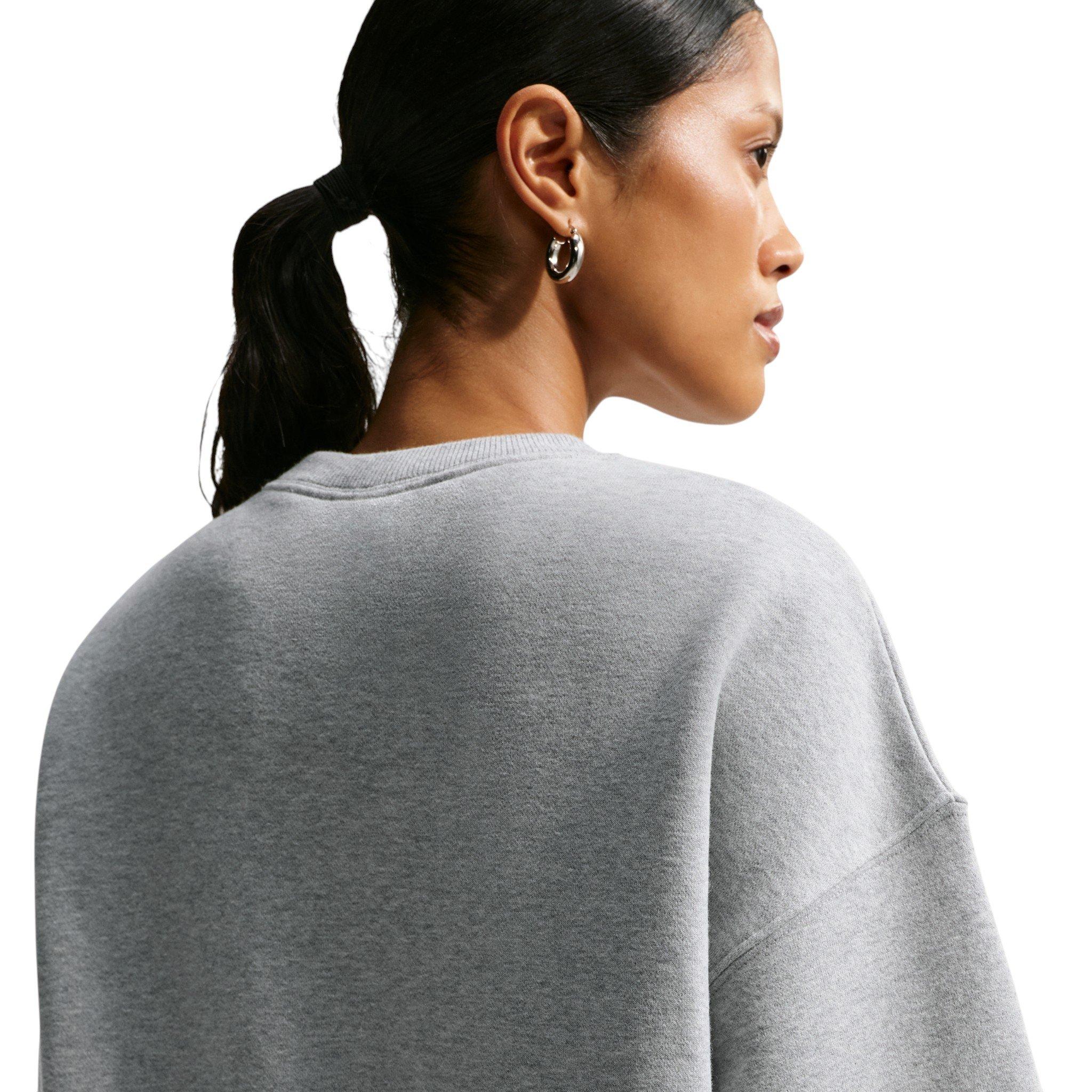 Nike Women's Studio Fleece Medium Weight Oversized Crewneck Sweatshirt - Grey - GREY