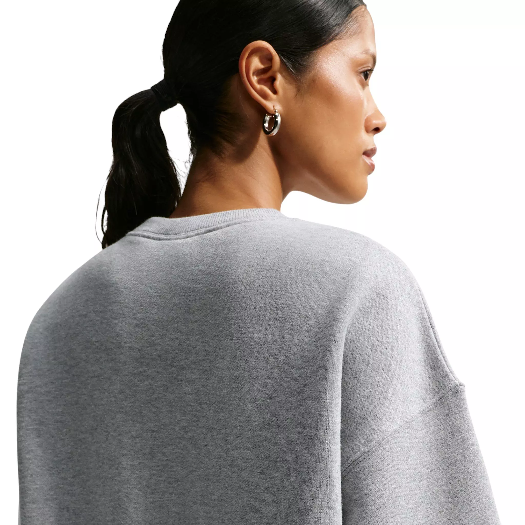 Nike Women's Studio Fleece Medium Weight Oversized Crewneck Sweatshirt - Grey - GREY