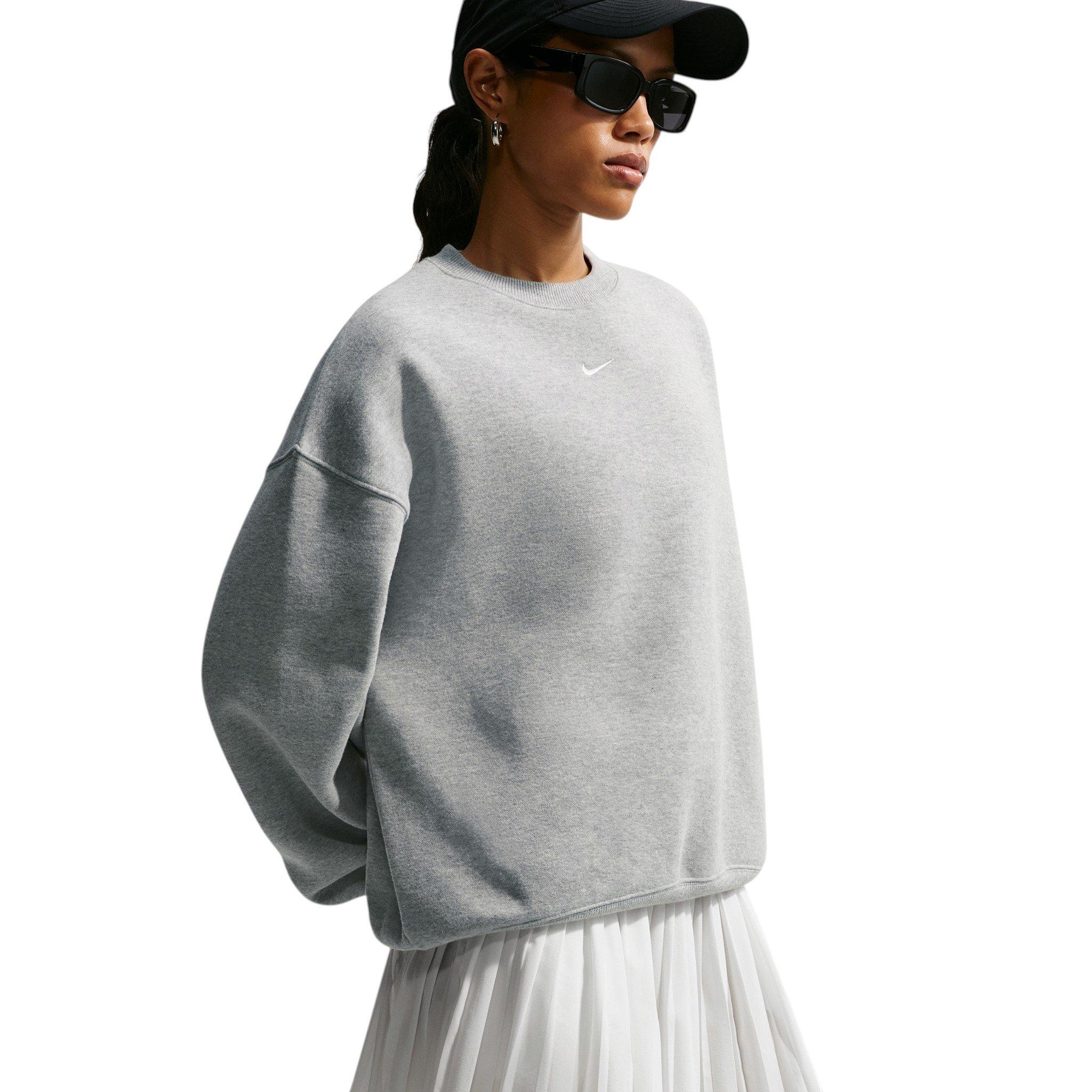 Nike Women's Studio Fleece Medium Weight Oversized Crewneck Sweatshirt - Grey - GREY
