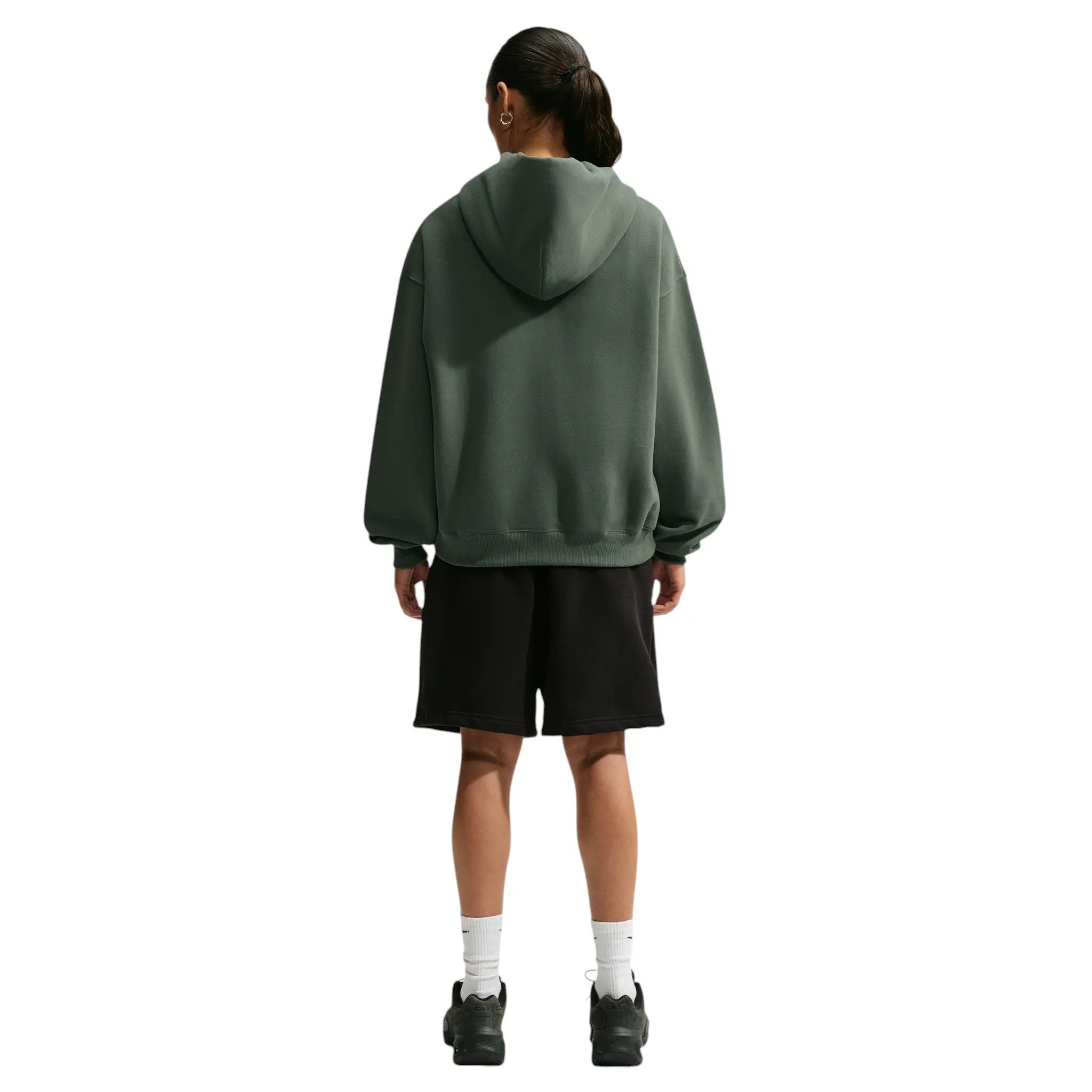 Nike Women's Studio Fleece Medium Weight Oversized Full-Zip Hooded Jacket - Green - GREEN
