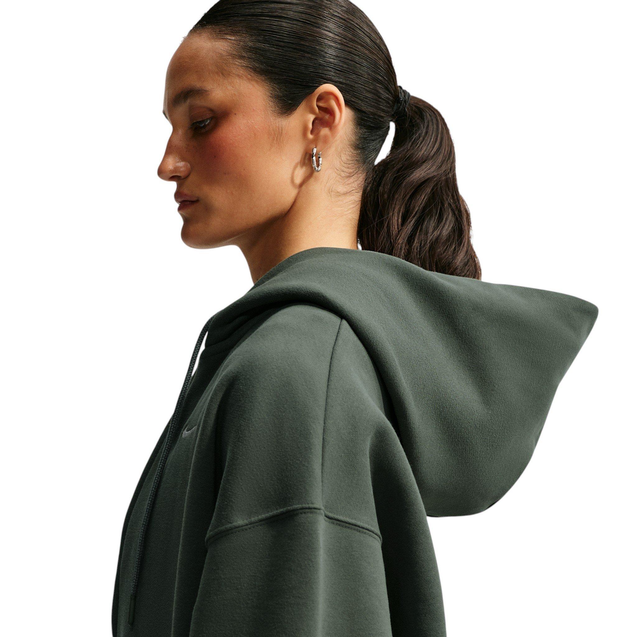 Nike Women's Studio Fleece Medium Weight Oversized Full-Zip Hooded Jacket - Green - GREEN