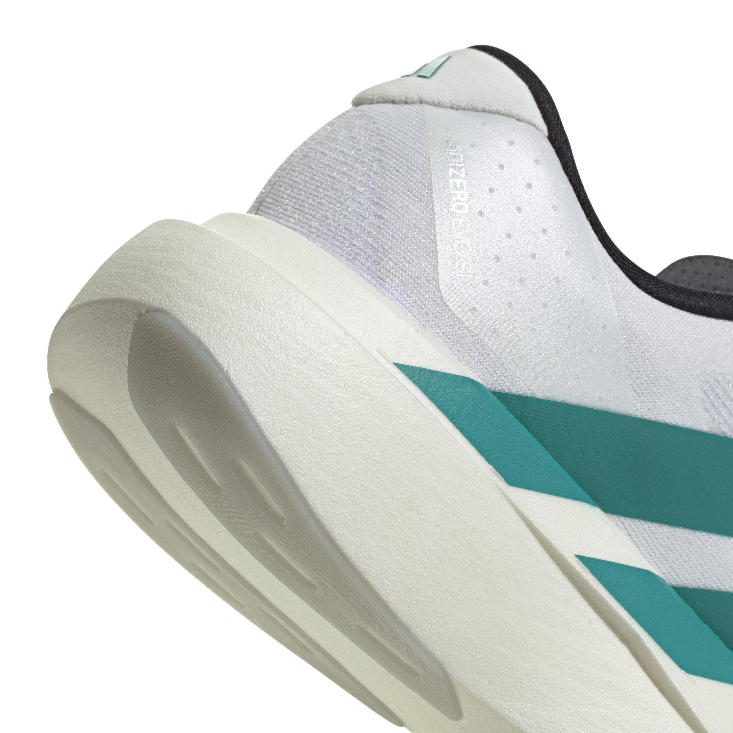adidas Adizero EVO SL "Ftwr White/Pure Teal/Grey Four" Men's Running Shoe - WHITE/TEAL/GREY Thumbnail View 7