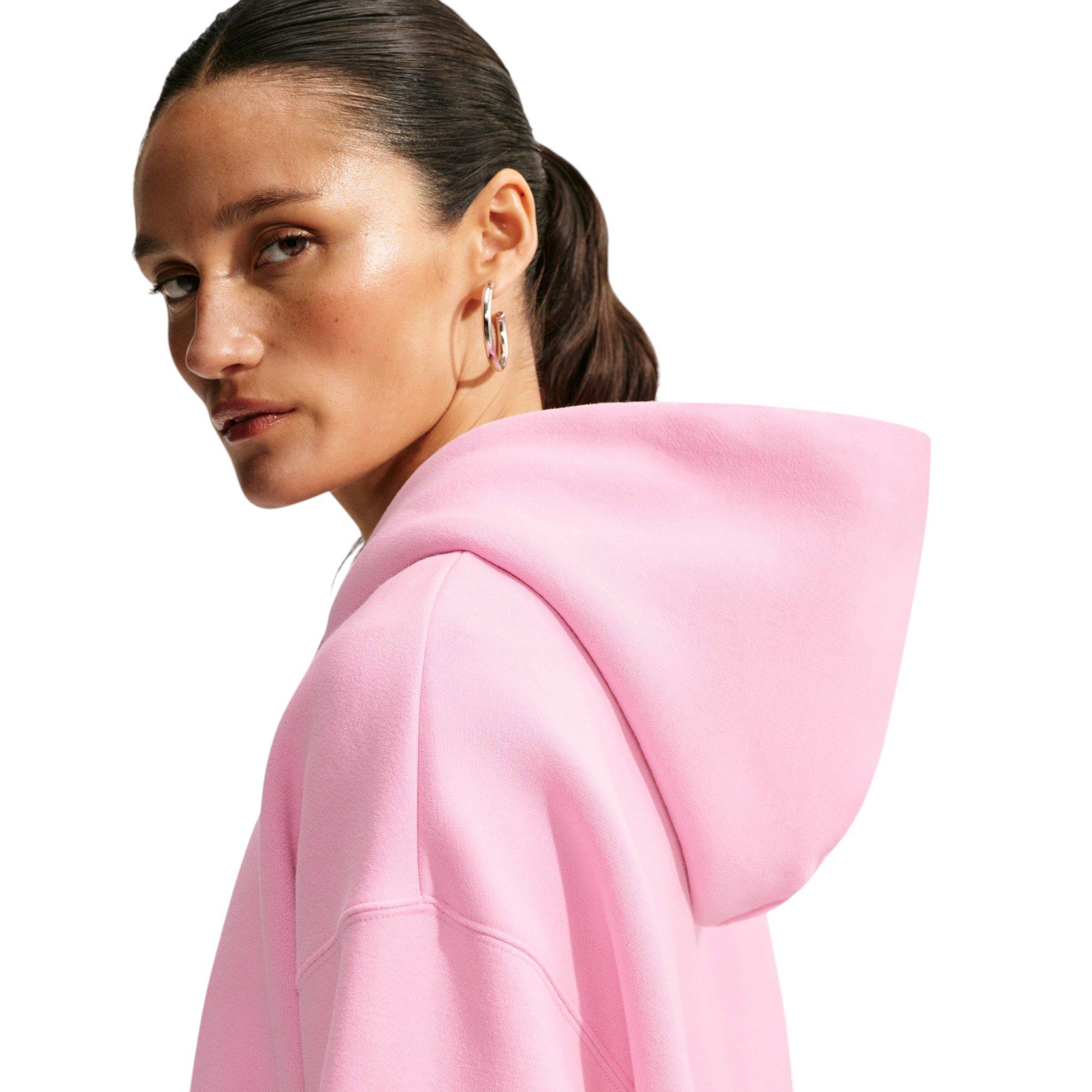 Nike Women's Studio Fleece Medium Weight Oversized Full-Zip Hooded Jacket - Pink - PINK