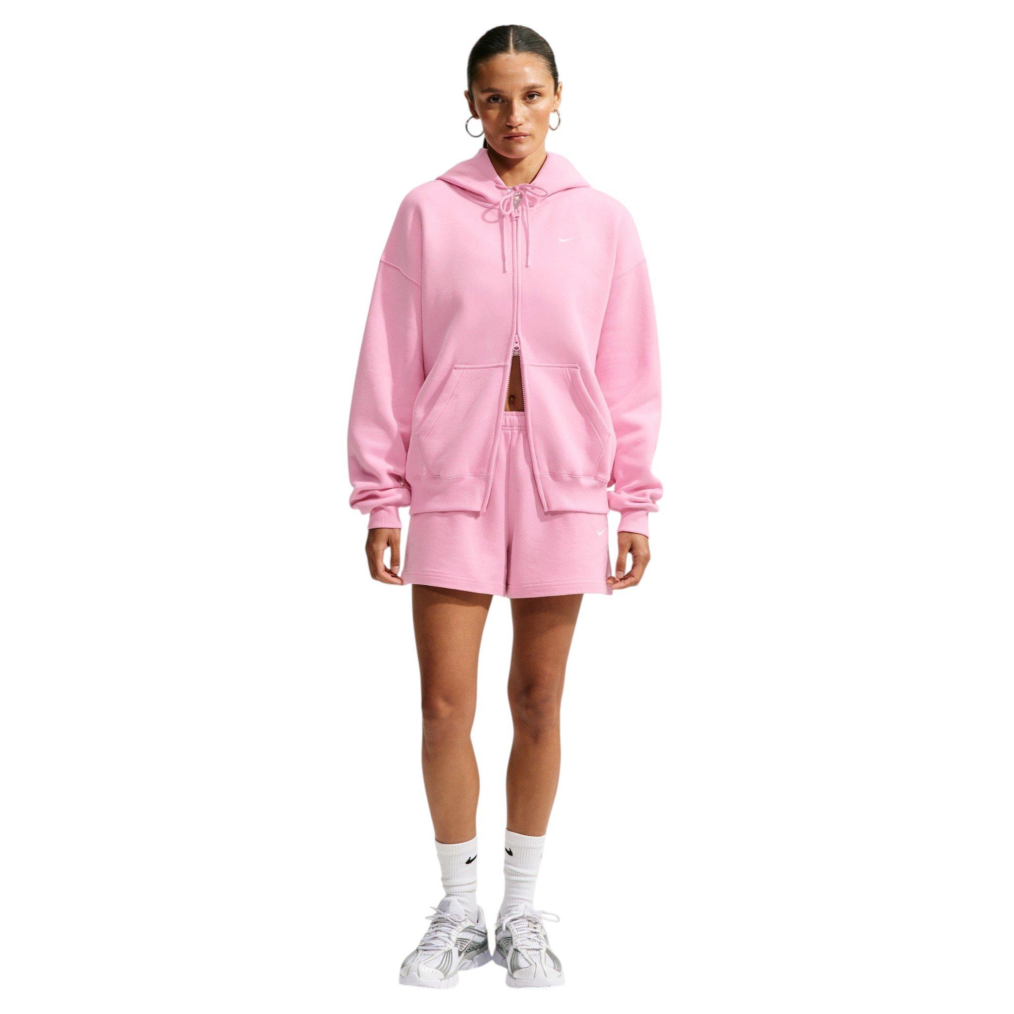 Nike Women's Studio Fleece Medium Weight Oversized Full-Zip Hooded Jacket - Pink - PINK