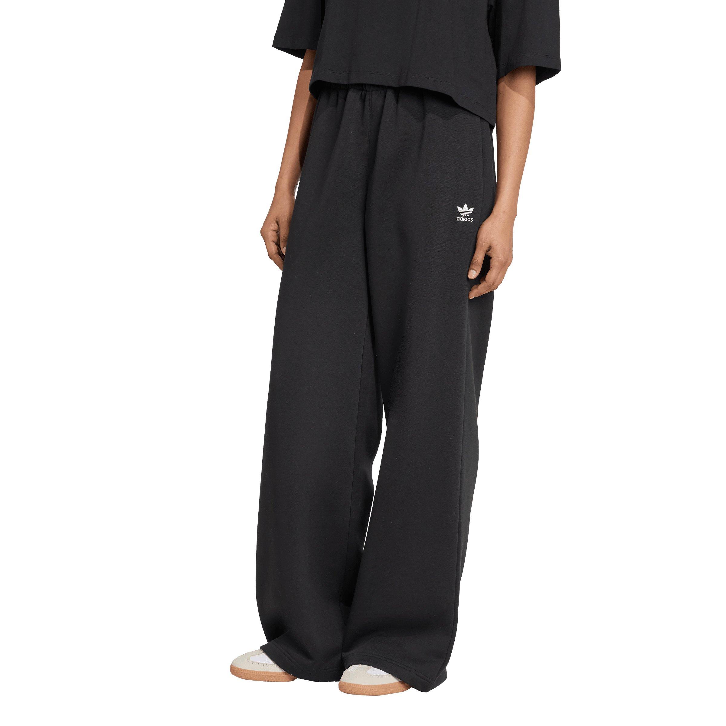 adidas Originals Women's Essentials Wide Leg Fleece Pants - Black - BLACK Thumbnail View 1