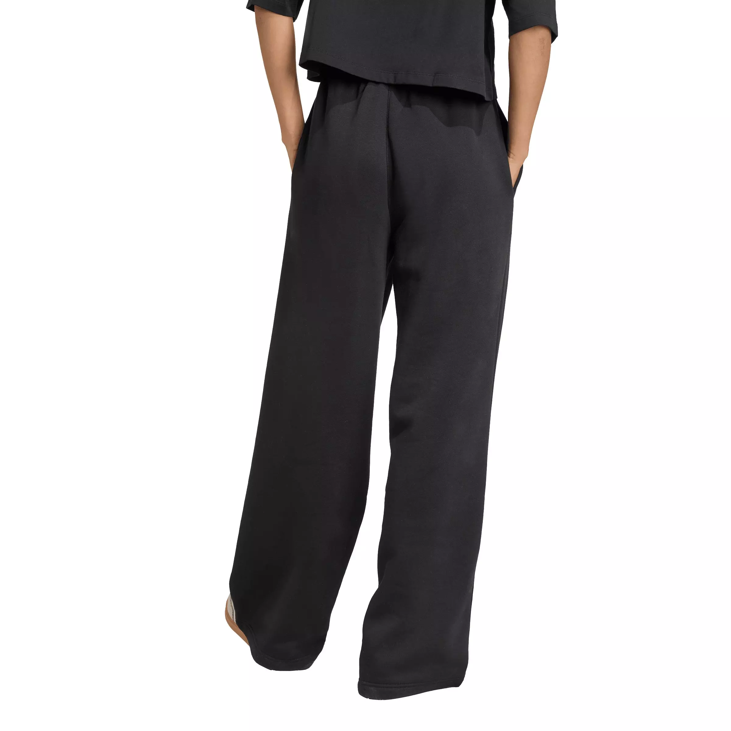 adidas Originals Women's Essentials Wide Leg Fleece Pants - Black - BLACK