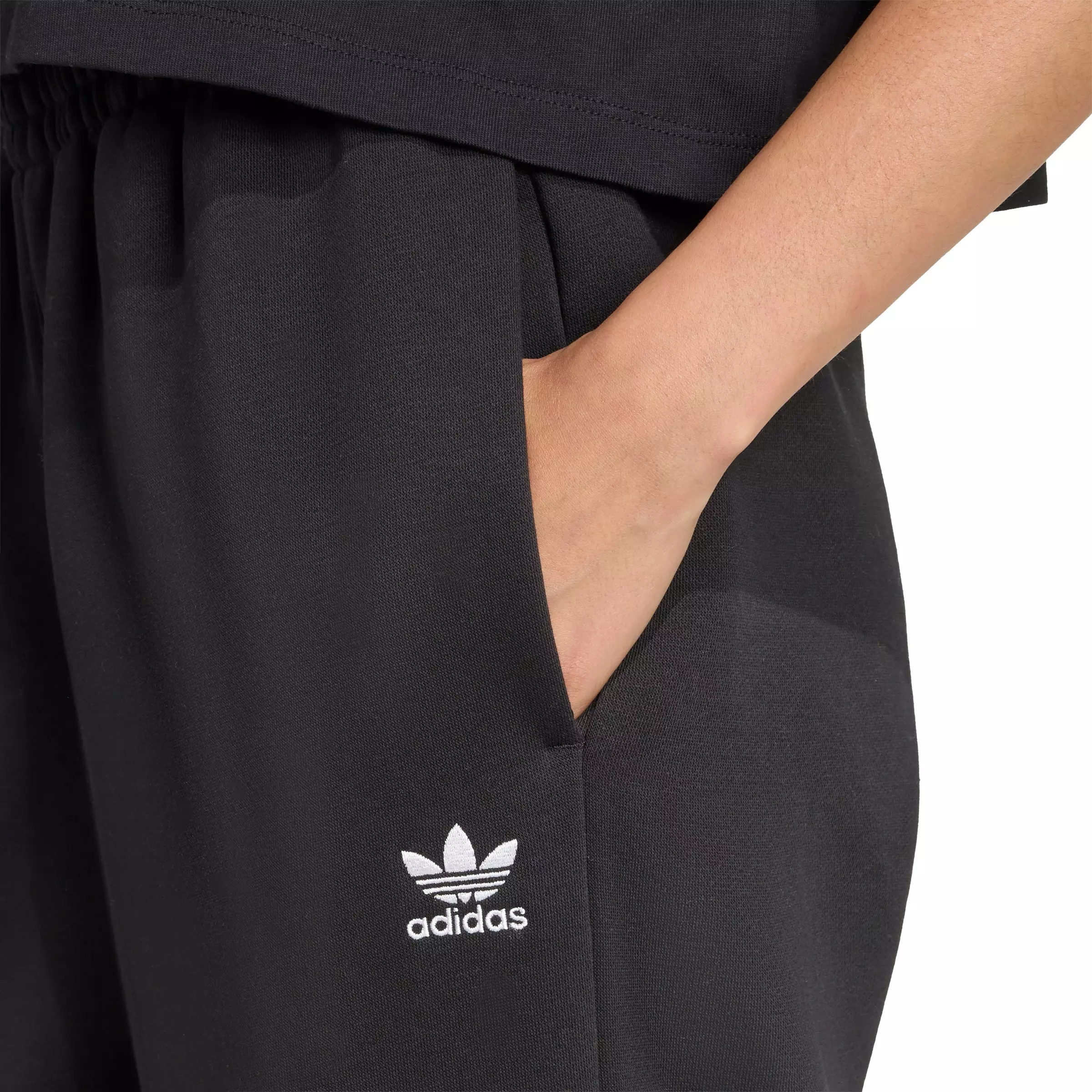 adidas Originals Women's Essentials Wide Leg Fleece Pants - Black - BLACK