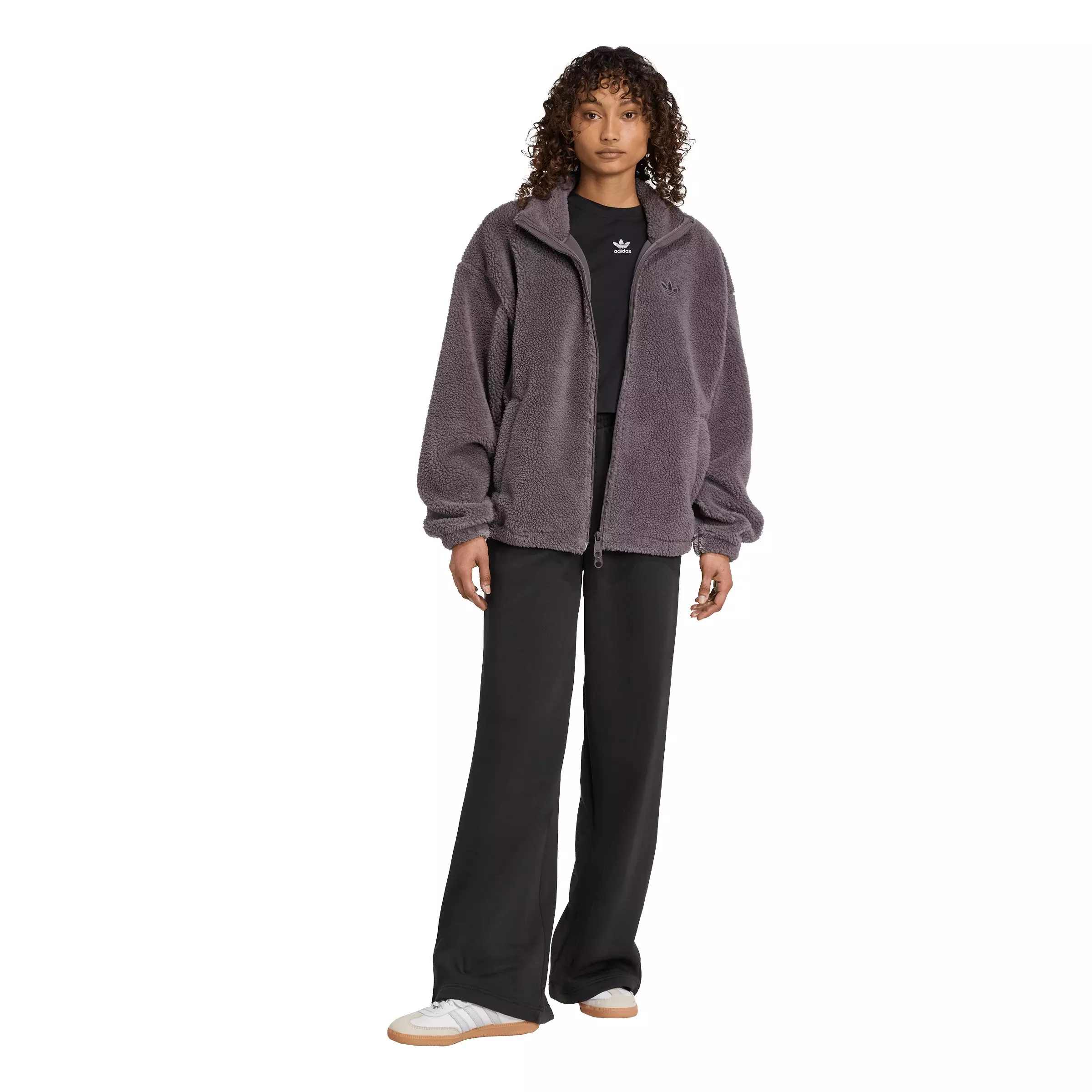 adidas Originals Women's Essentials Wide Leg Fleece Pants - Black - BLACK