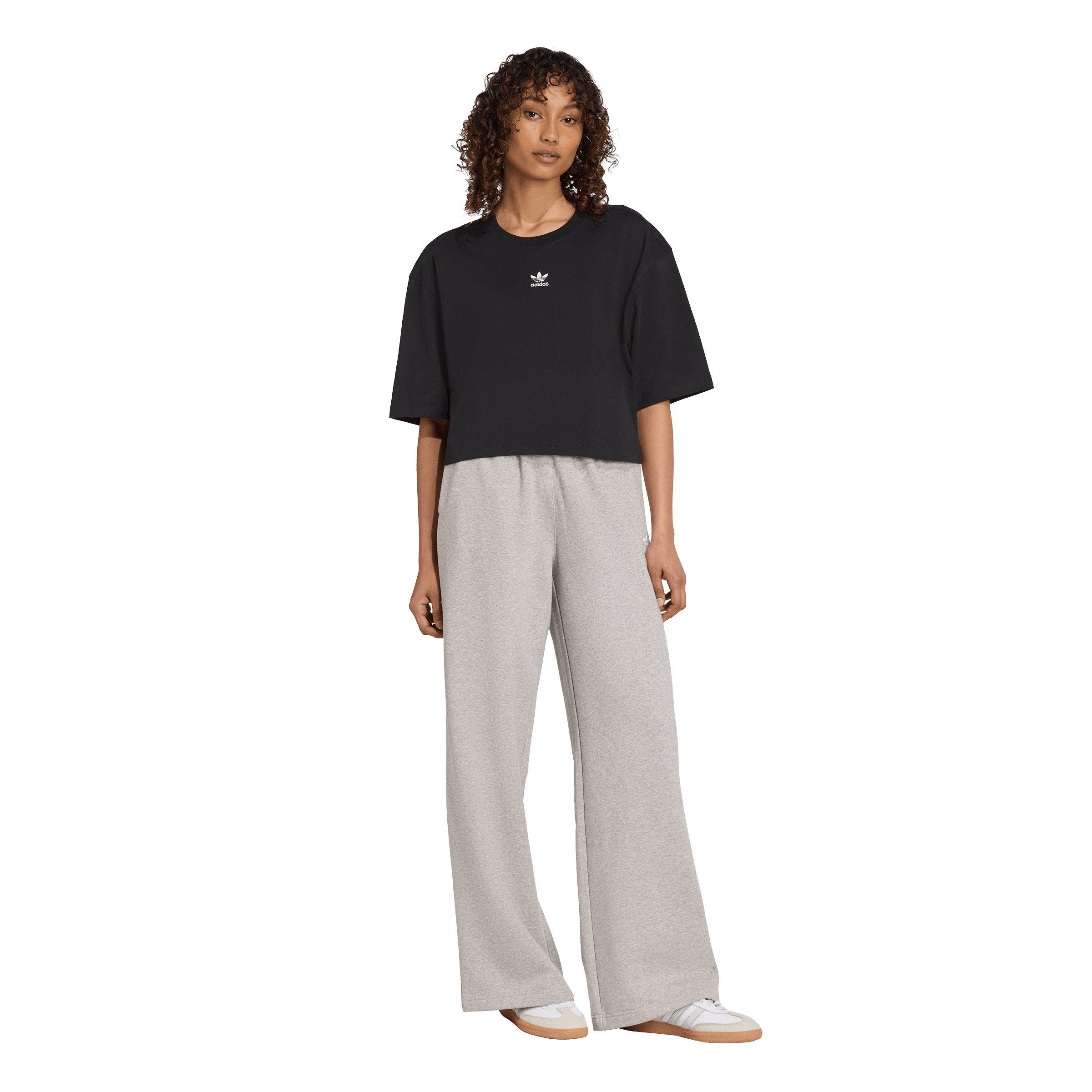 adidas Originals Women's Essentials Wide Leg Fleece Pants - Grey - GREY Thumbnail View 5