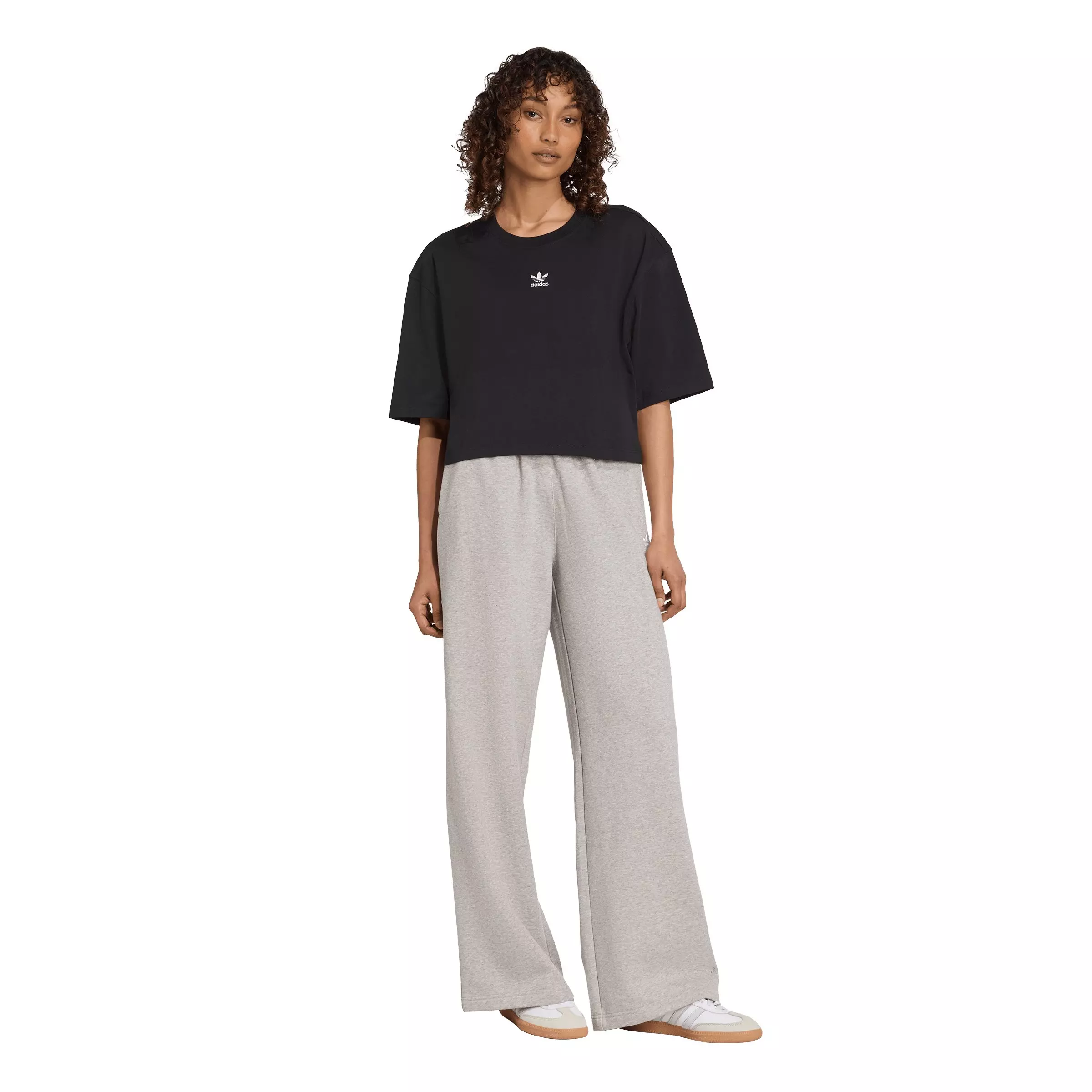 adidas Originals Women's Essentials Wide Leg Fleece Pants - Grey - GREY