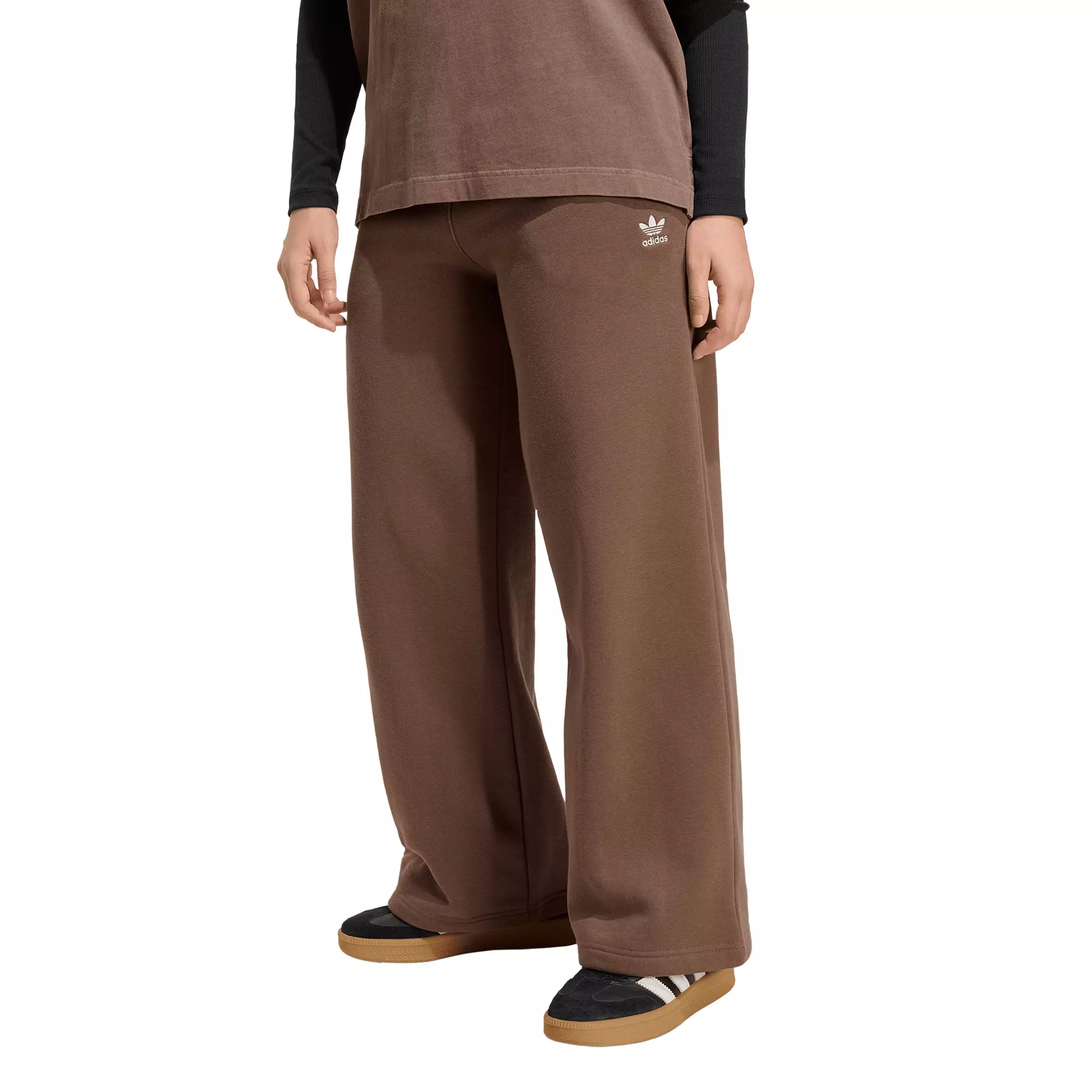 adidas Originals Women's Essentials Wide Leg Fleece Pants - Brown - BROWN