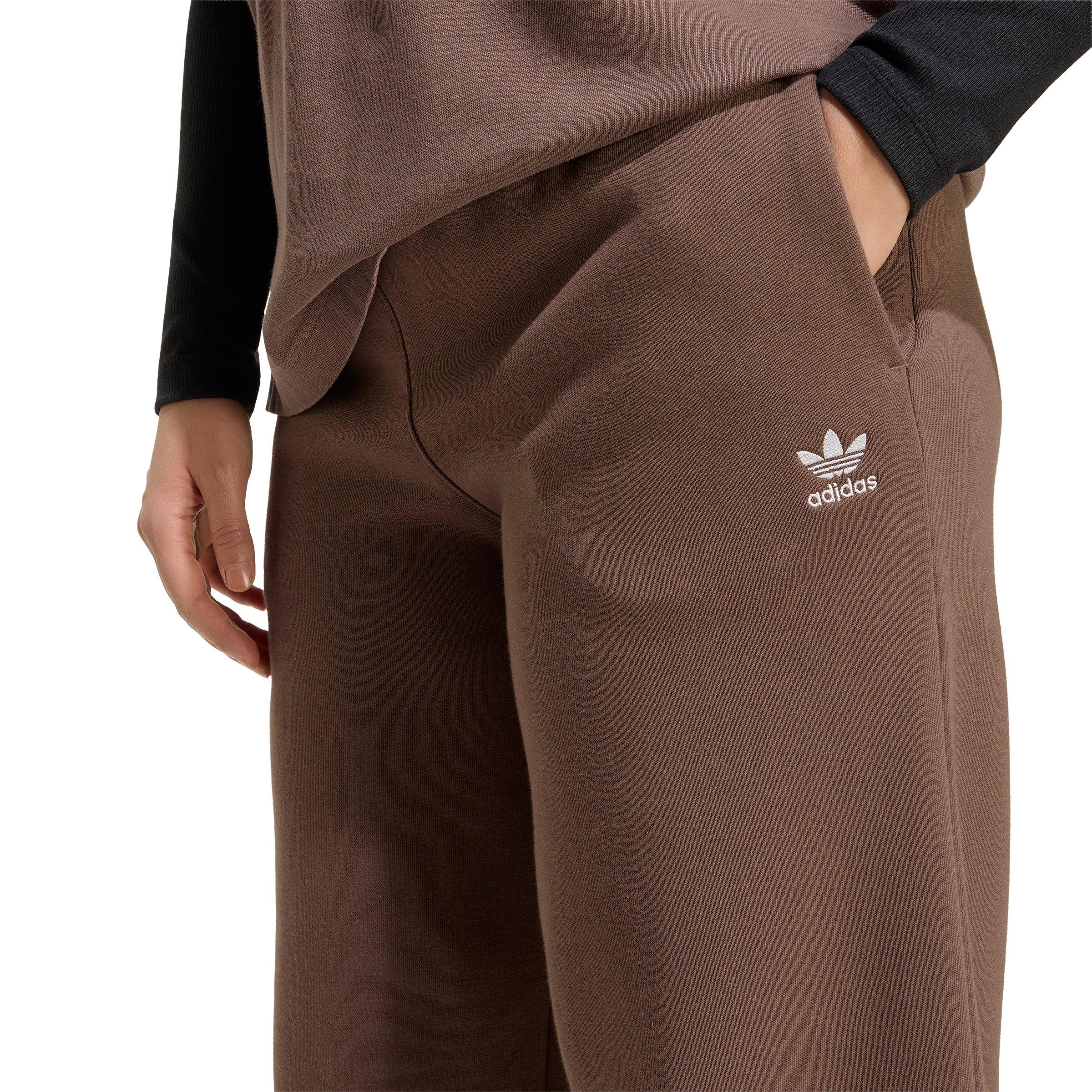 adidas Originals Women's Essentials Wide Leg Fleece Pants - Brown - BROWN Thumbnail View 3