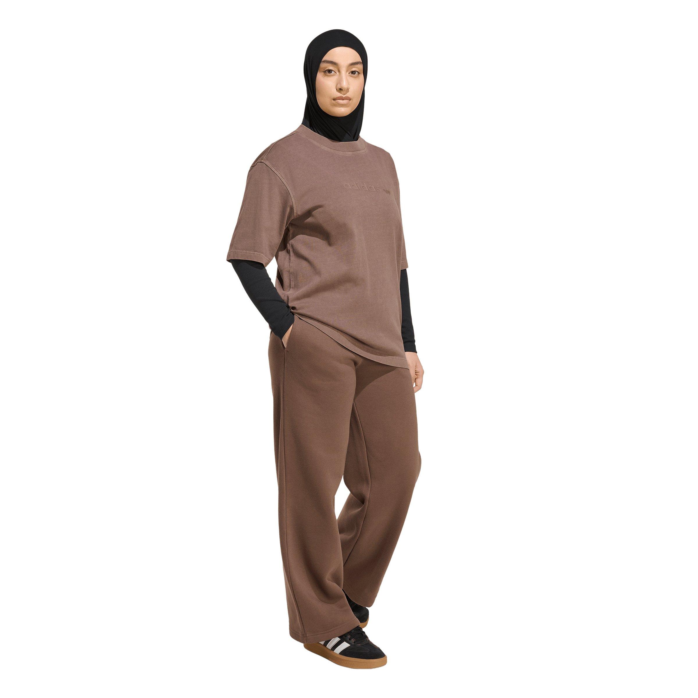 adidas Originals Women's Essentials Wide Leg Fleece Pants - Brown - BROWN Thumbnail View 5