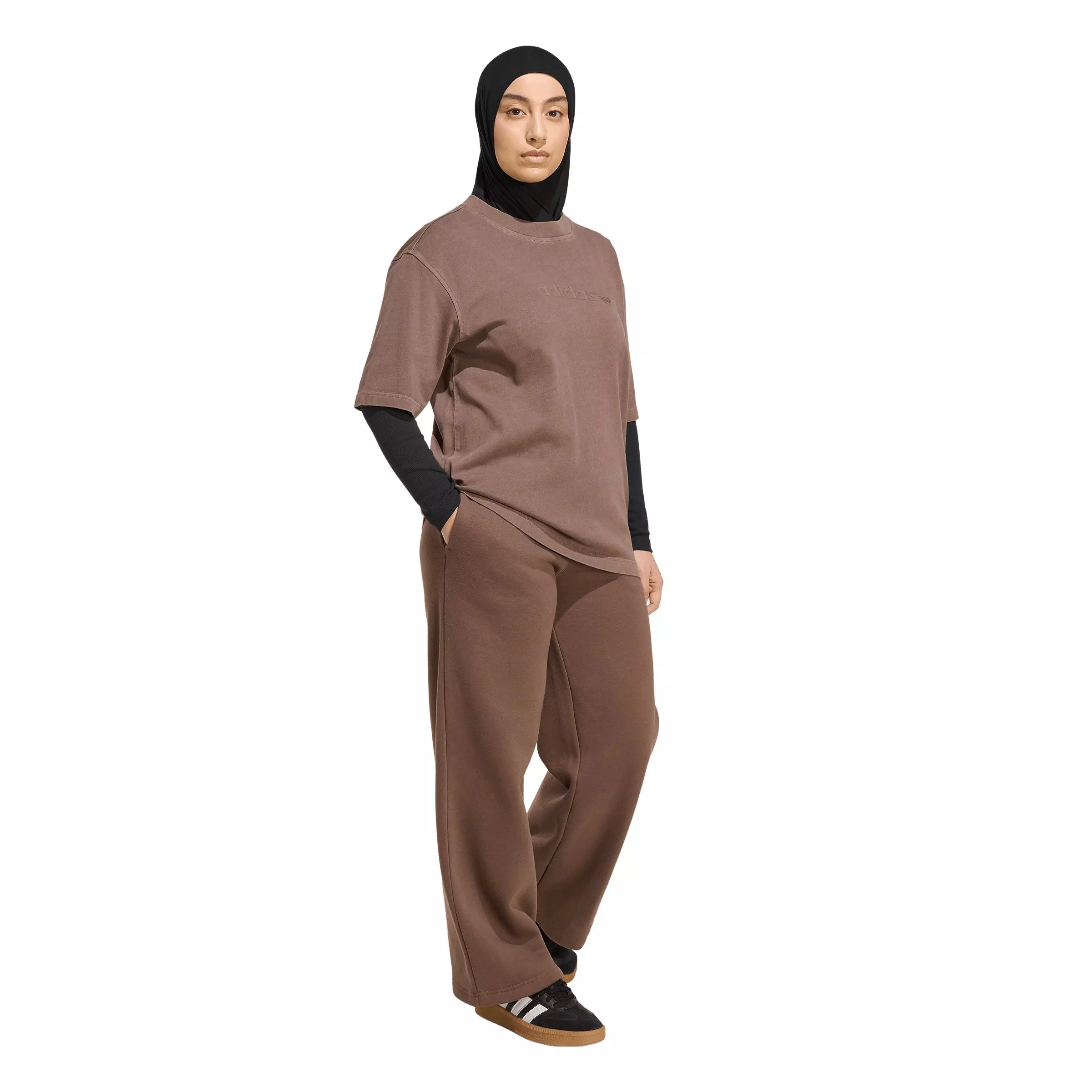adidas Originals Women's Essentials Wide Leg Fleece Pants - Brown - BROWN