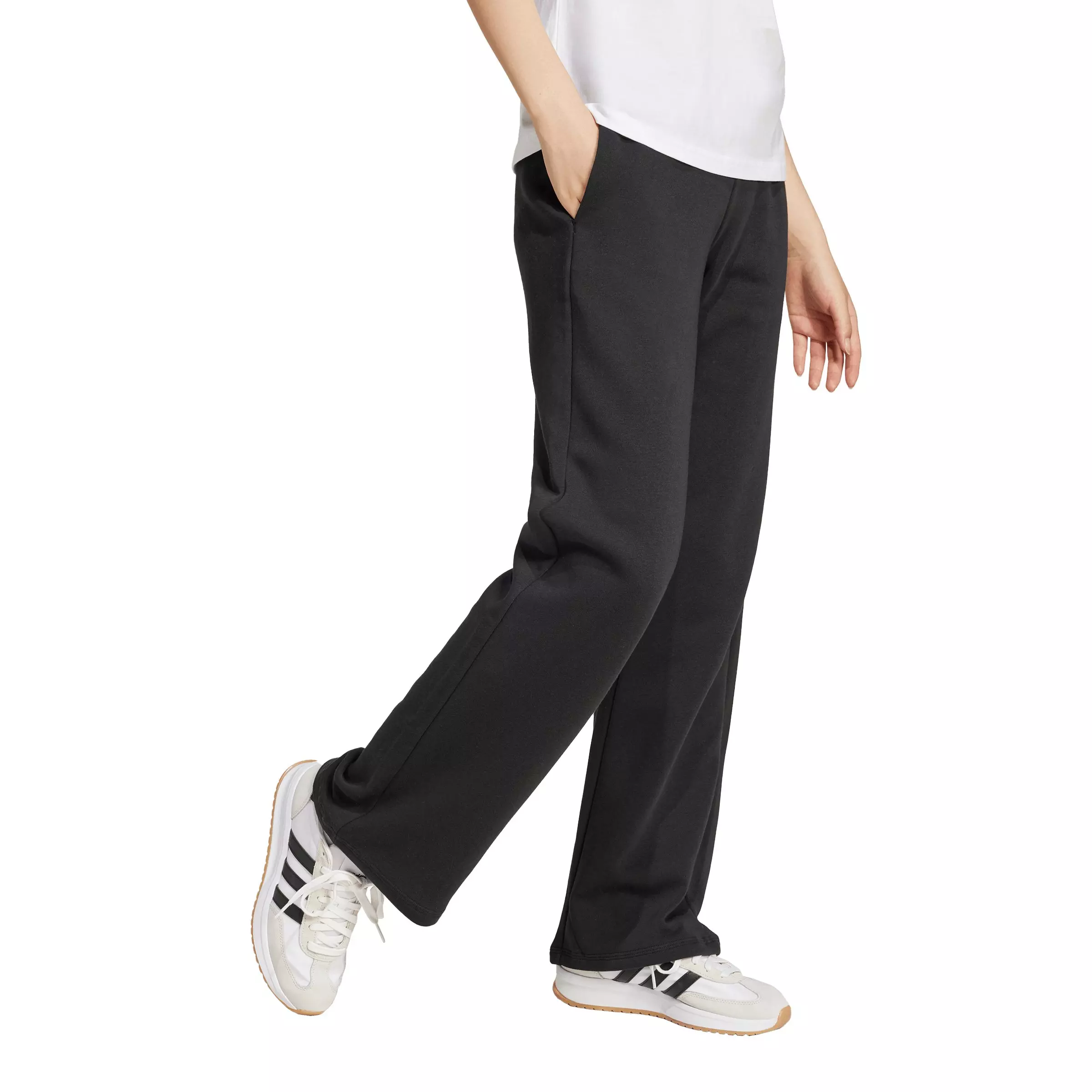 adidas Women's Essentials Small Logo Feel Cozy Open-Hem Joggers - Black - BLACK
