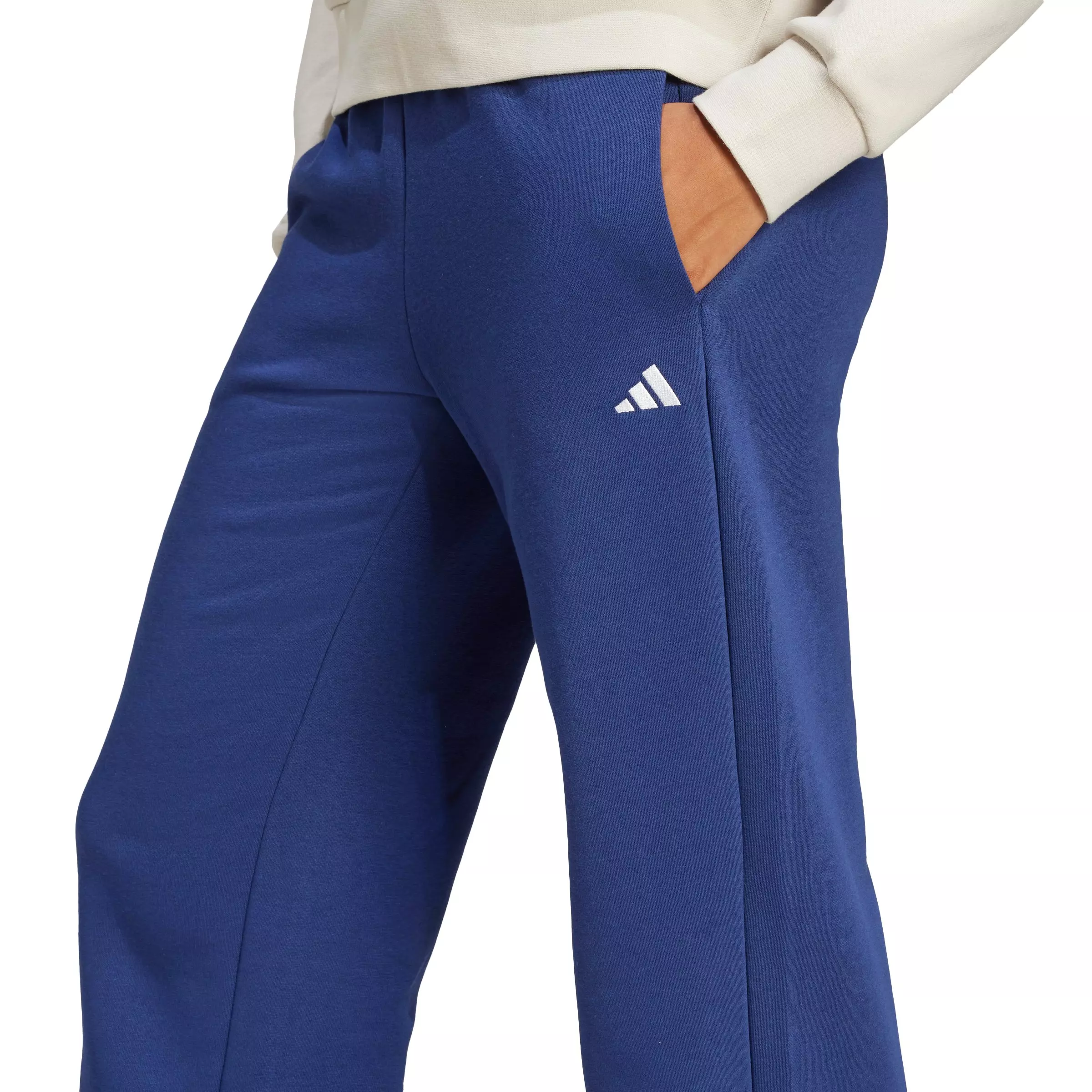 adidas Women's Essentials Small Logo Feel Cozy Open-Hem Joggers - Dark Blue - DARK BLUE