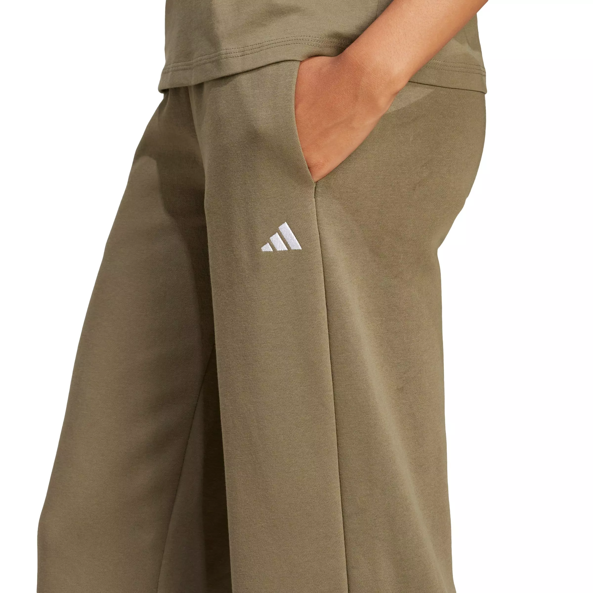 adidas Women's Essentials Small Logo Feel Cozy Open-Hem Joggers - Olive - OLIVE