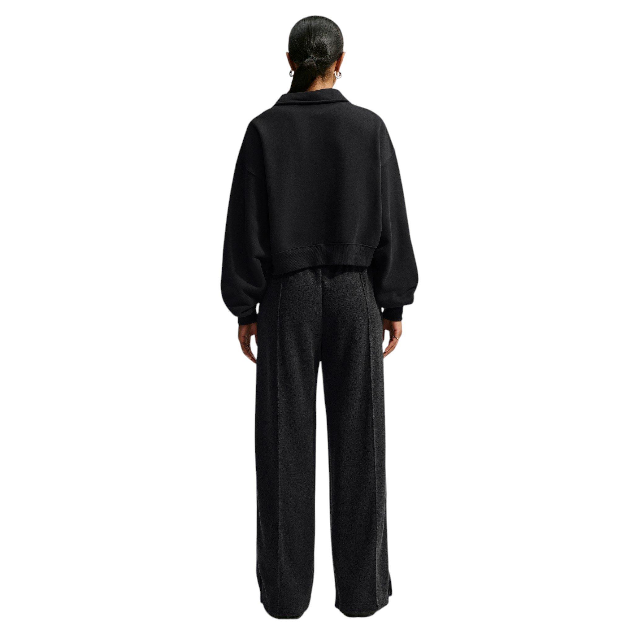 Nike Women's Studio Fleece Plush Mid-Rise Wide-Leg Sweatpants - Black/Off-White - BLACK/OFF-WHITE
