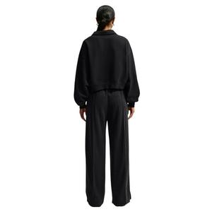Nike Women's Studio Fleece Plush Mid-Rise Wide-Leg Sweatpants - Black/Off-White - BLACK/OFF-WHITE