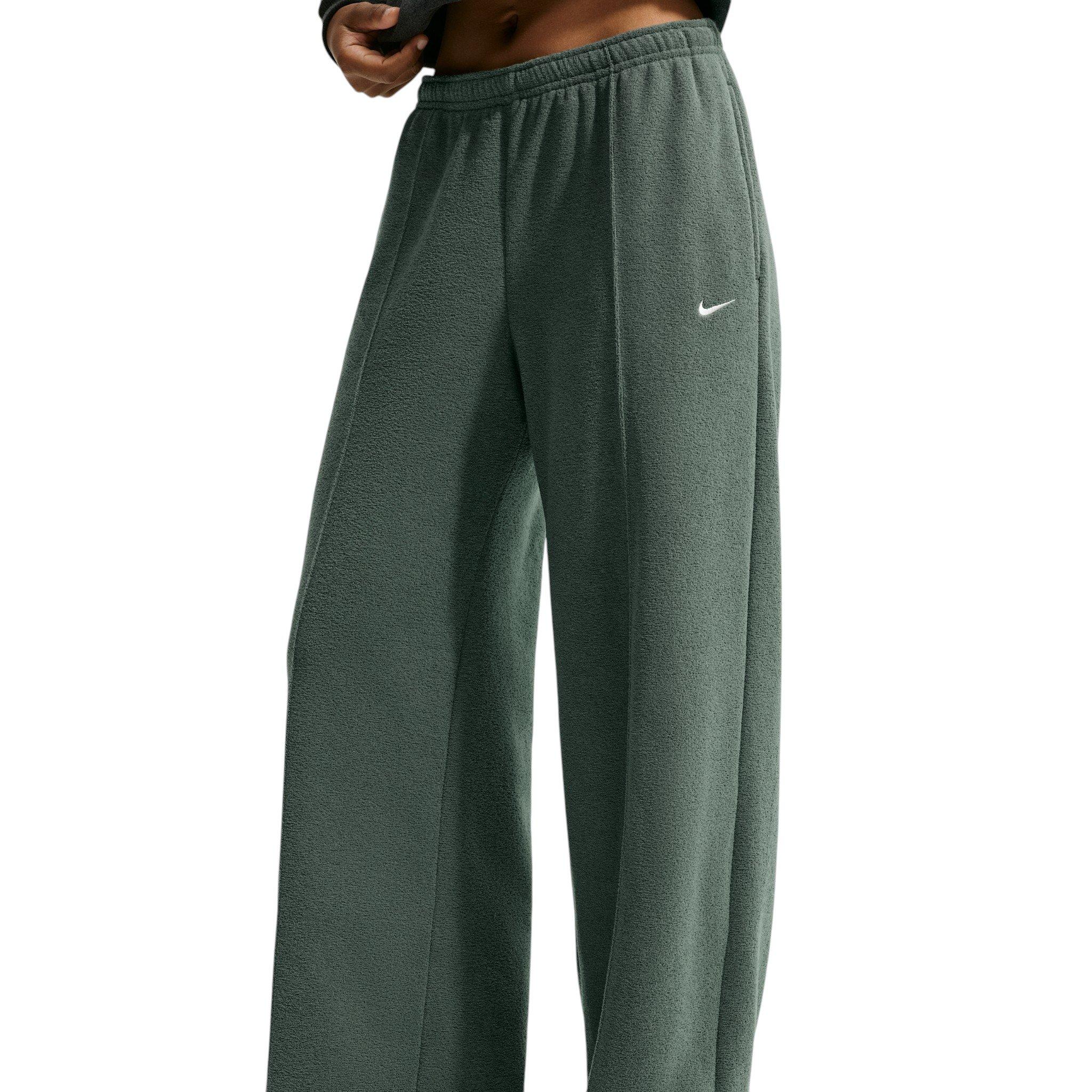 Nike Women's Studio Fleece Plush Mid-Rise Wide-Leg Sweatpants - Green - GREEN