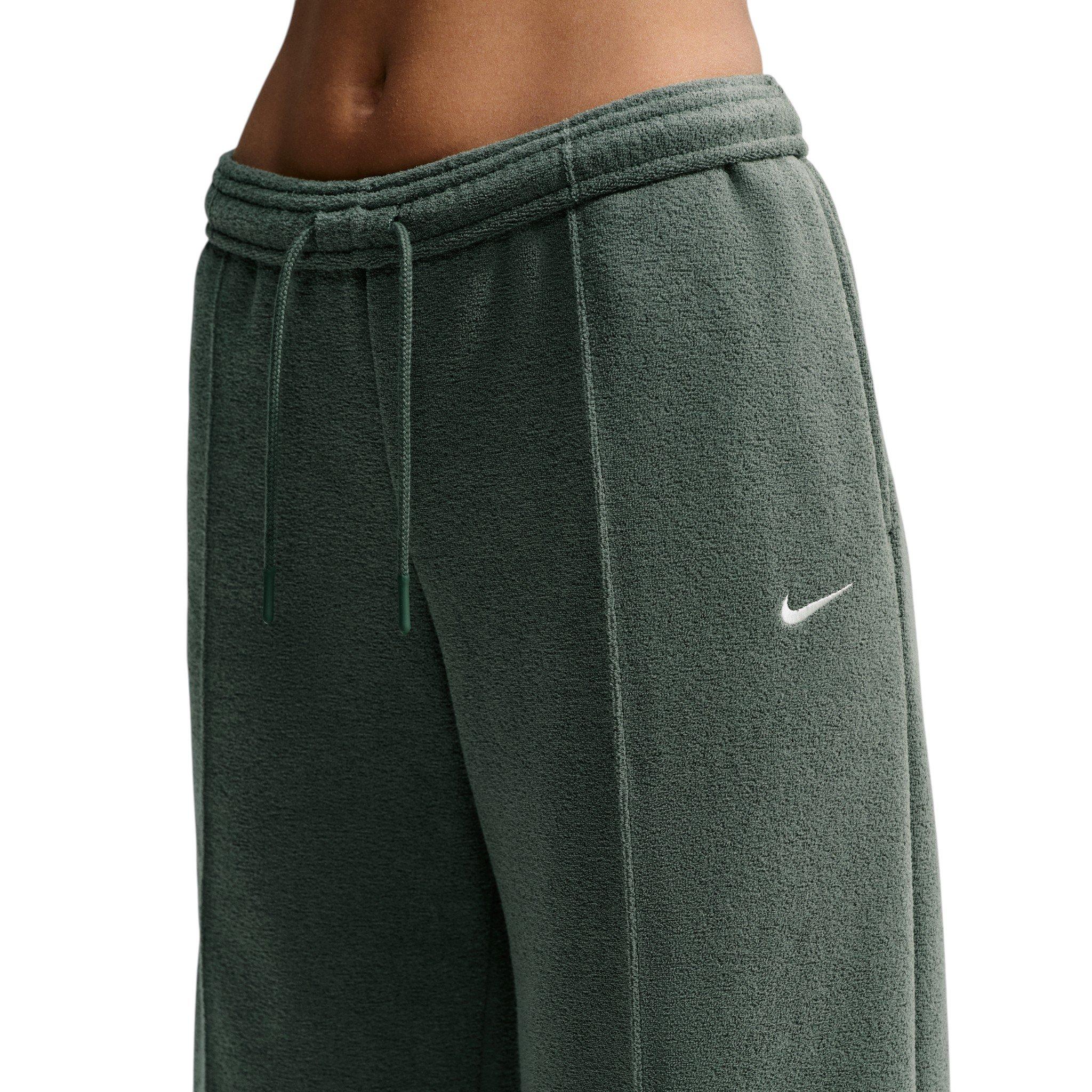 Nike Women's Studio Fleece Plush Mid-Rise Wide-Leg Sweatpants - Green - GREEN