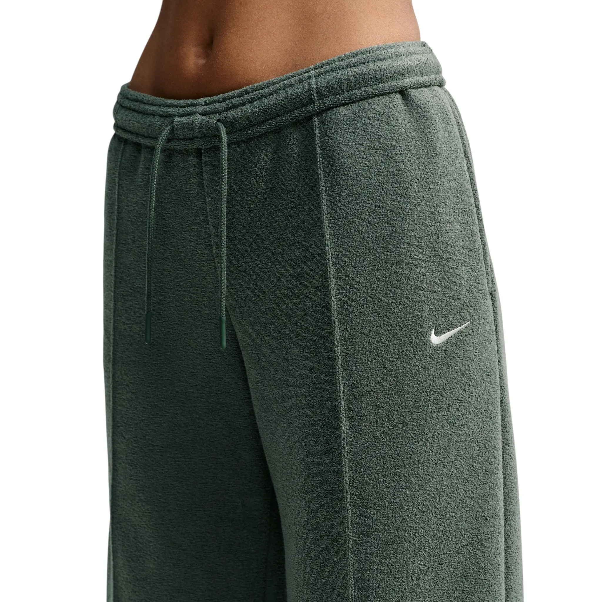 Nike Women's Studio Fleece Plush Mid-Rise Wide-Leg Sweatpants - Green - GREEN