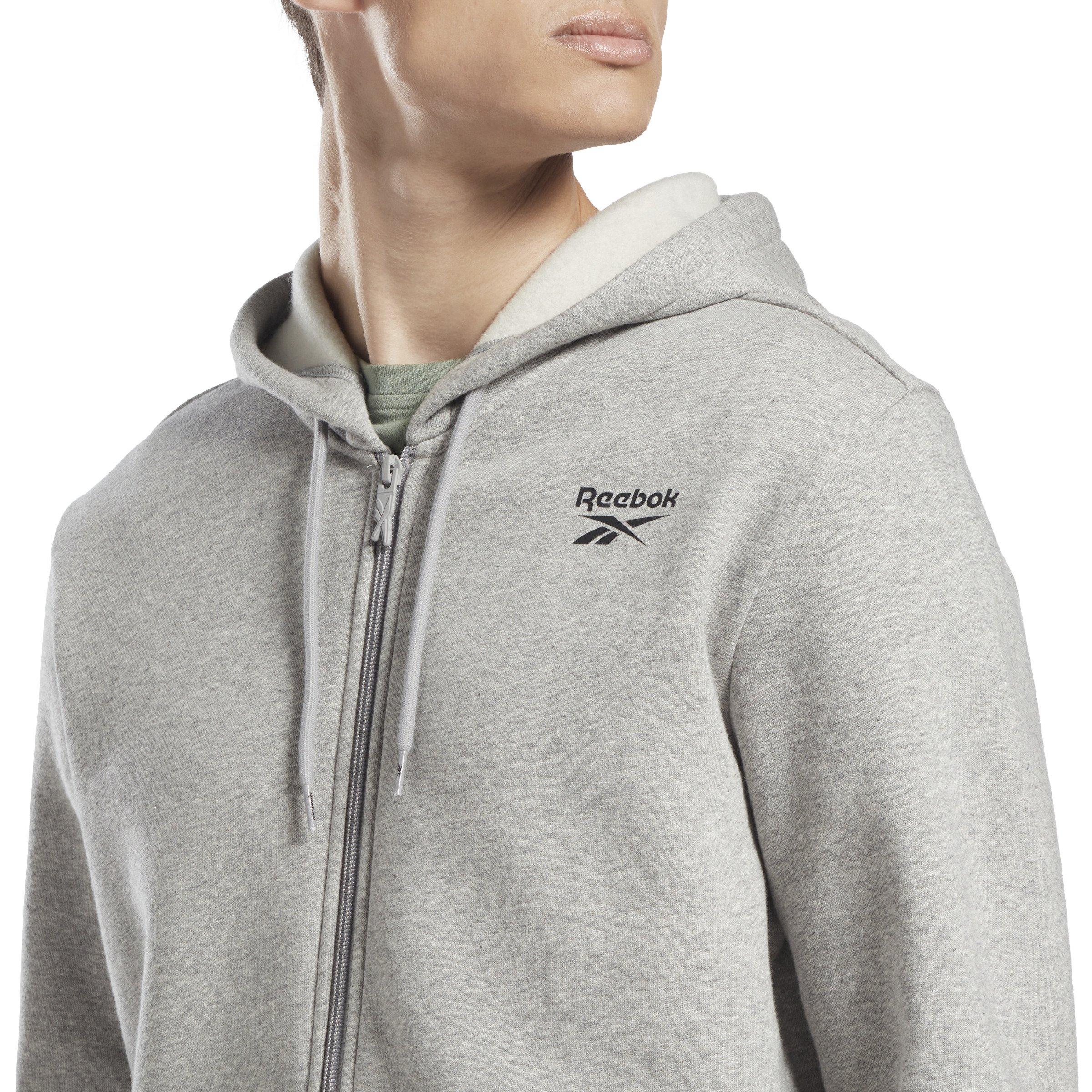 Reebok Men's Identity Fleece Full-Zip Jacket- Grey - Hibbett