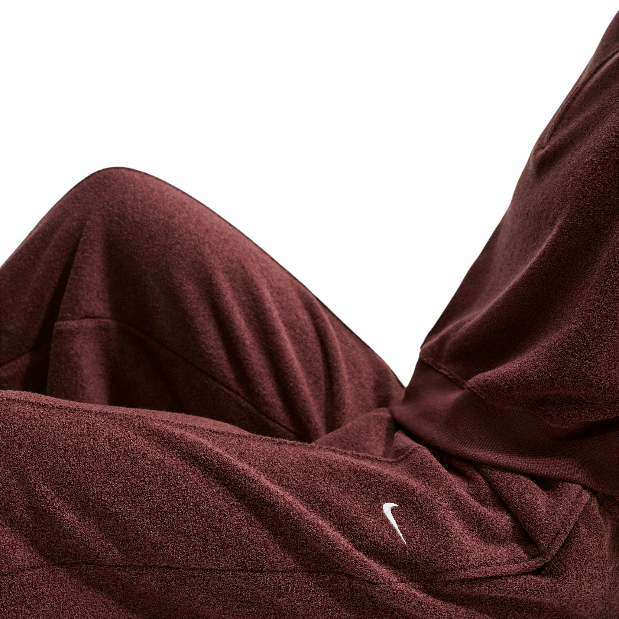 Nike Women's Studio Fleece Plush Mid-Rise Wide-Leg Sweatpants - Burgundy - BURGUNDY