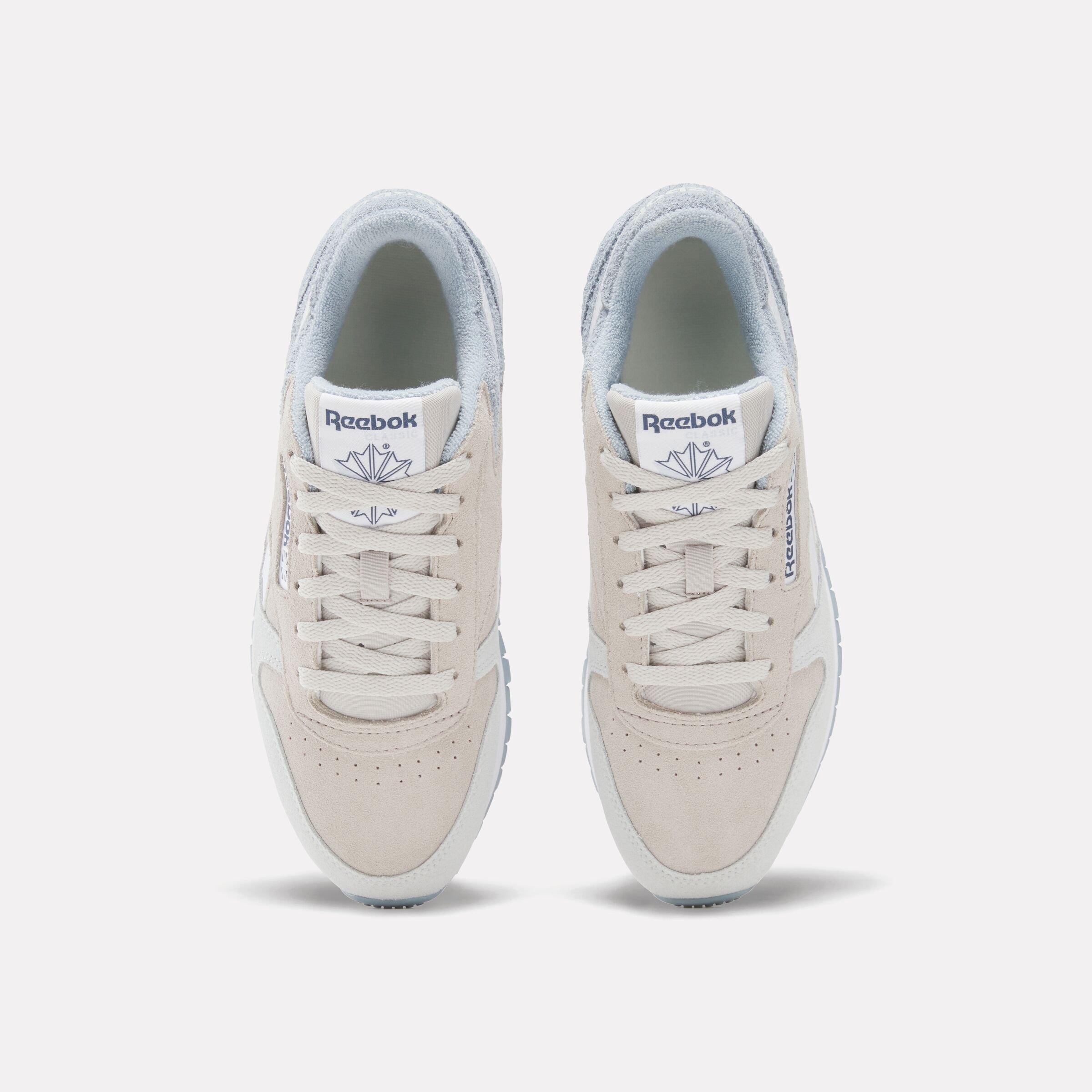 Reebok Classic Leather "Beige/Blue/White" Women's Shoe - BEIGE/BLUE/WHITE Thumbnail View 4