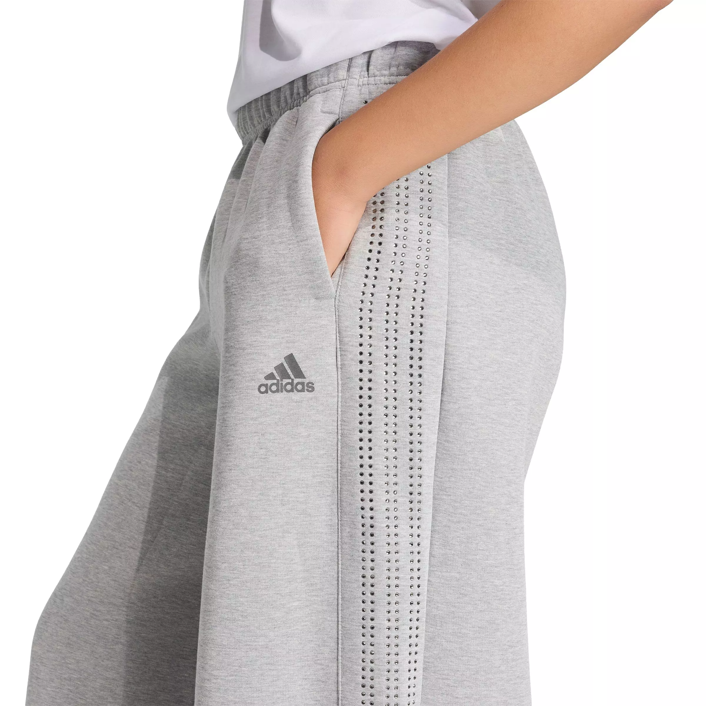 adidas Originals Women's Teamgeist Rhinestone Track Pants - Grey - GREY