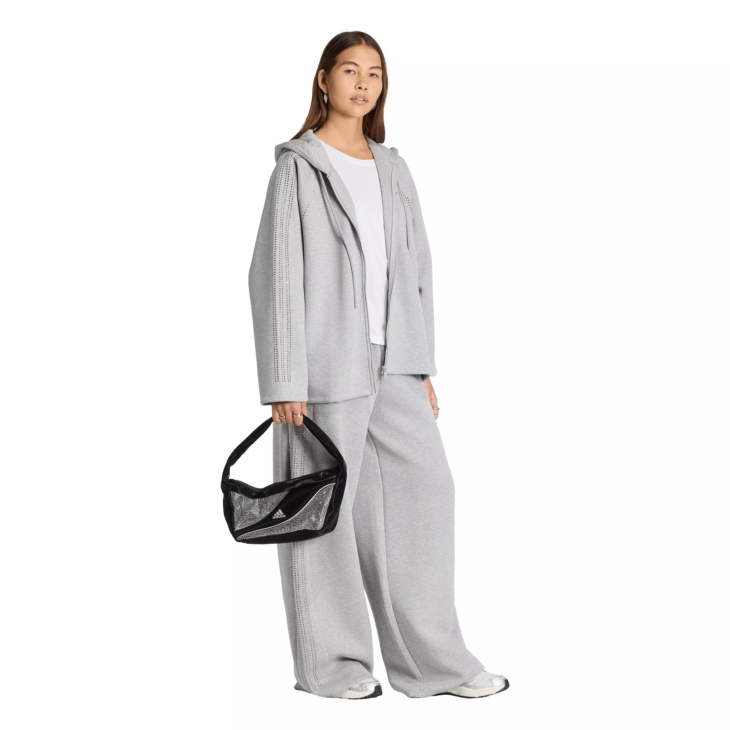 adidas Originals Women's Teamgeist Rhinestone Track Pants - Grey - GREY