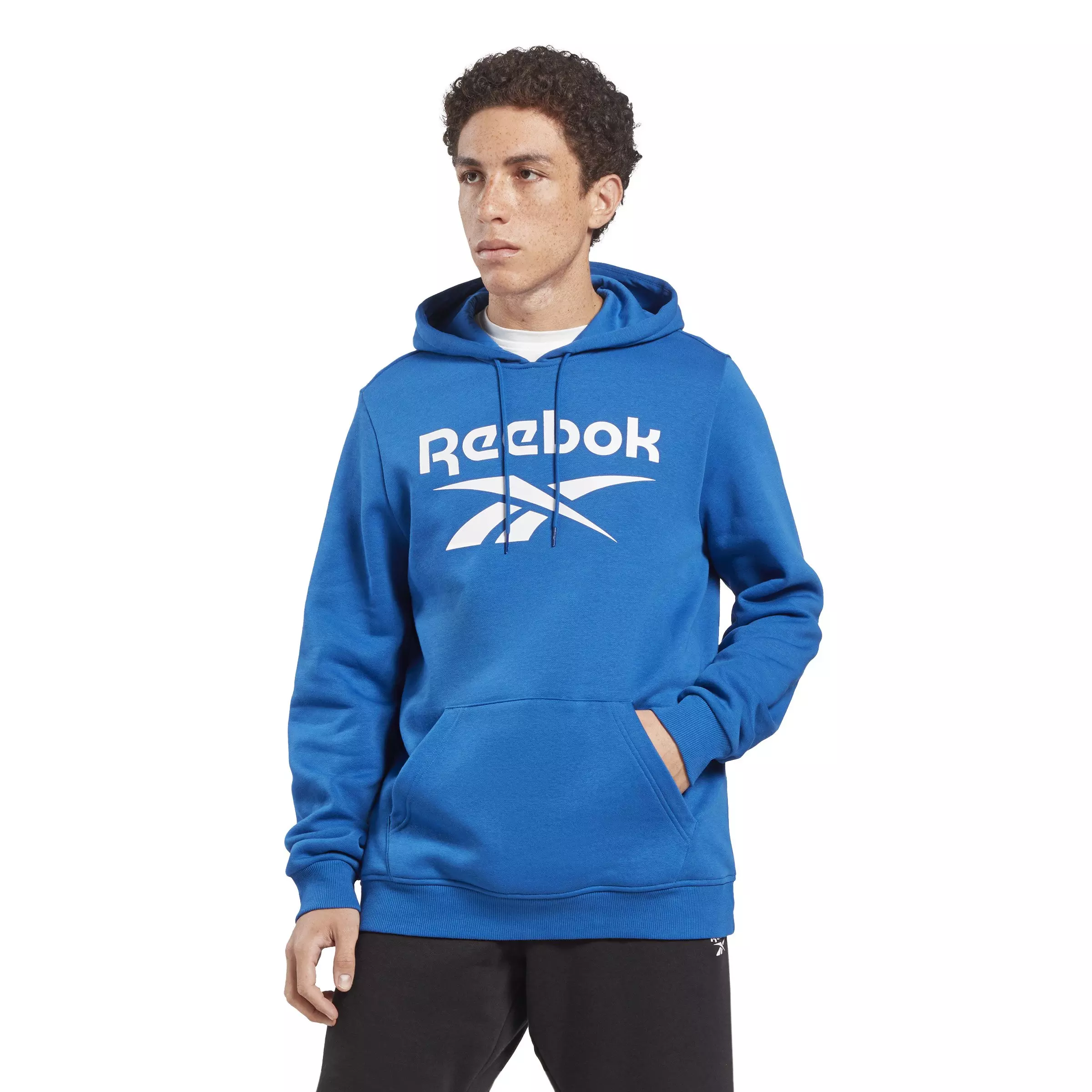 Reebok Men's Identity Fleece Stacked Logo Pullover- Blue - Hibbett