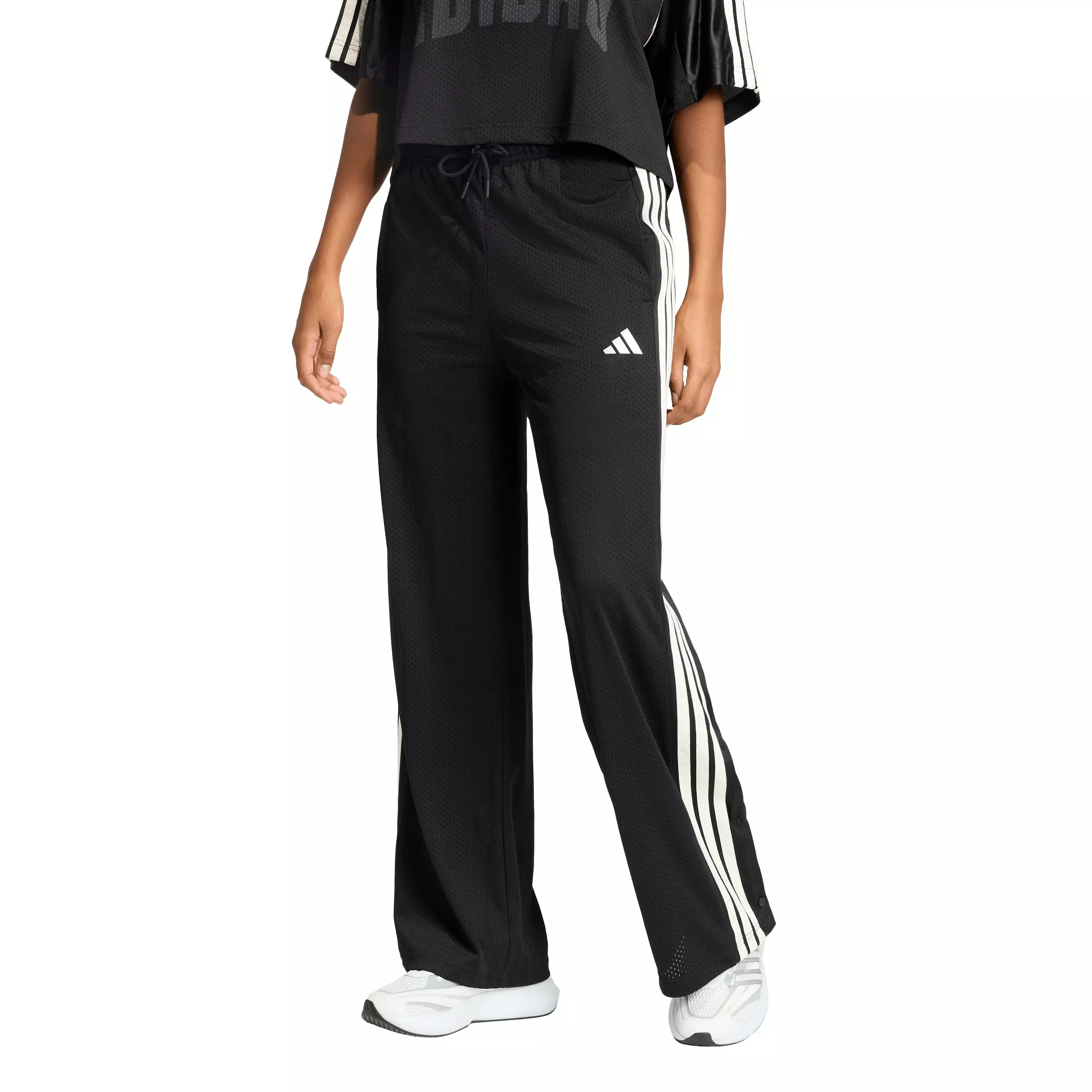 adidas Women's Stadium Mesh Track Pants - Black - BLACK