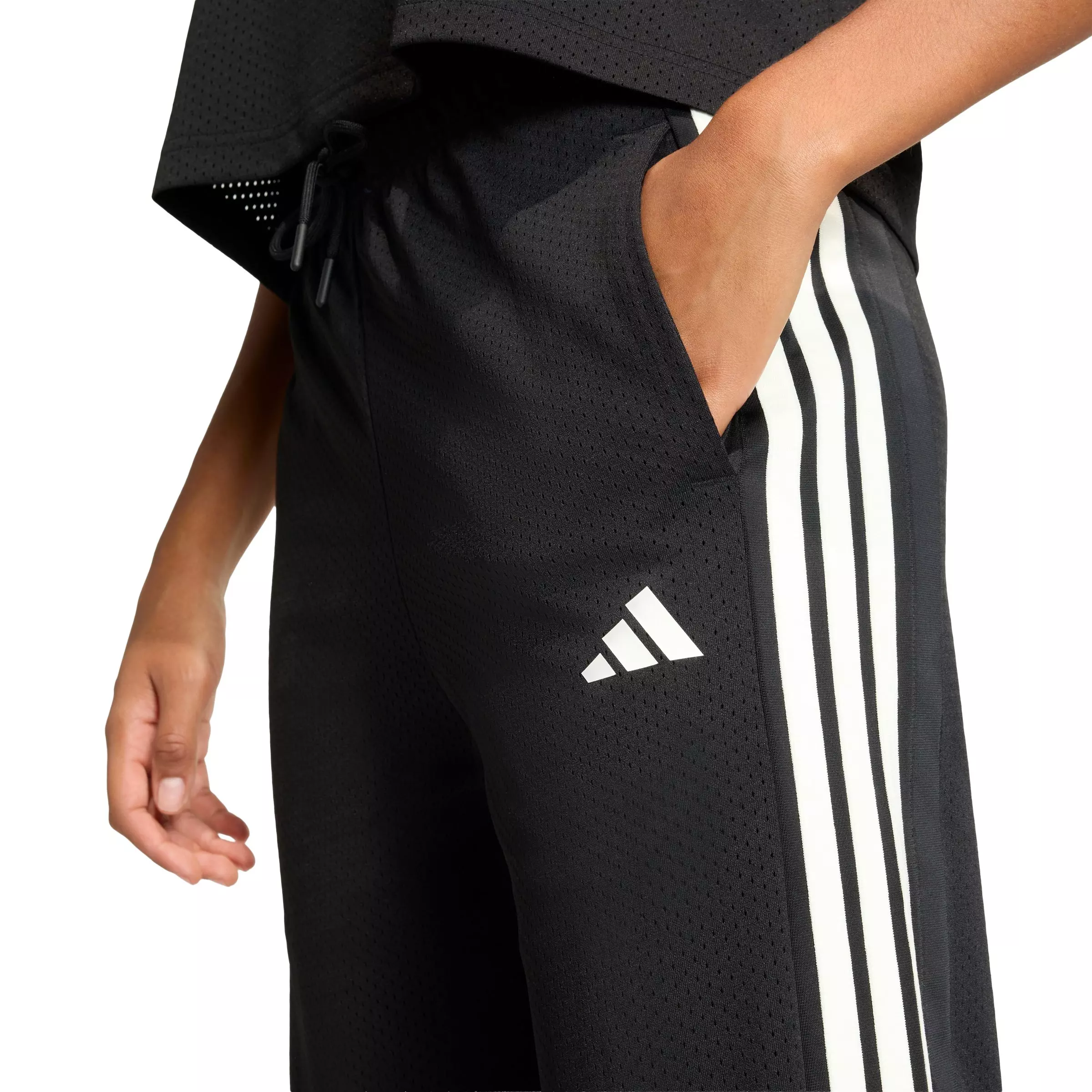 adidas Women's Stadium Mesh Track Pants - Black - BLACK