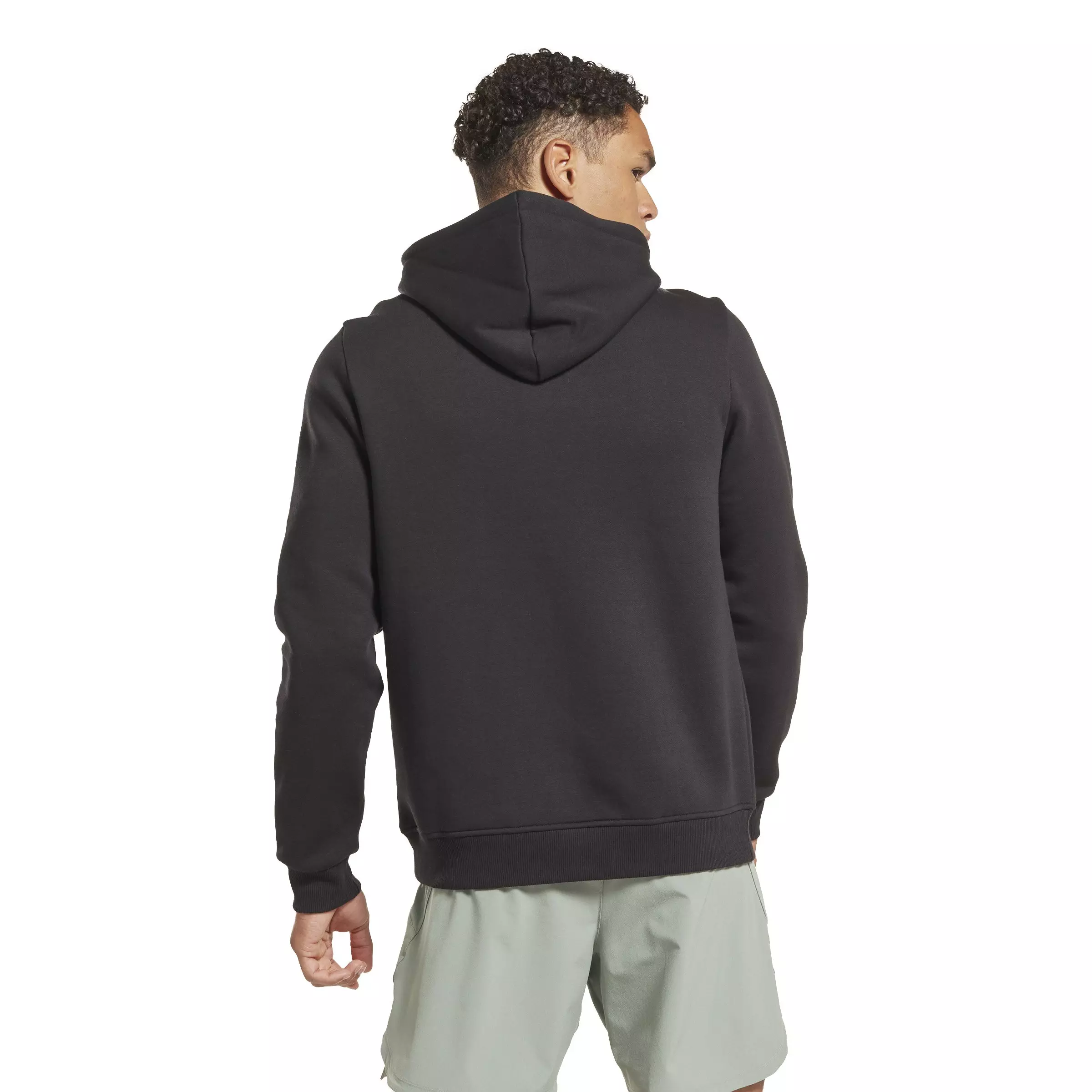 Reebok Men's Identity Fleece Stacked Logo Pullover- Black - BLACK