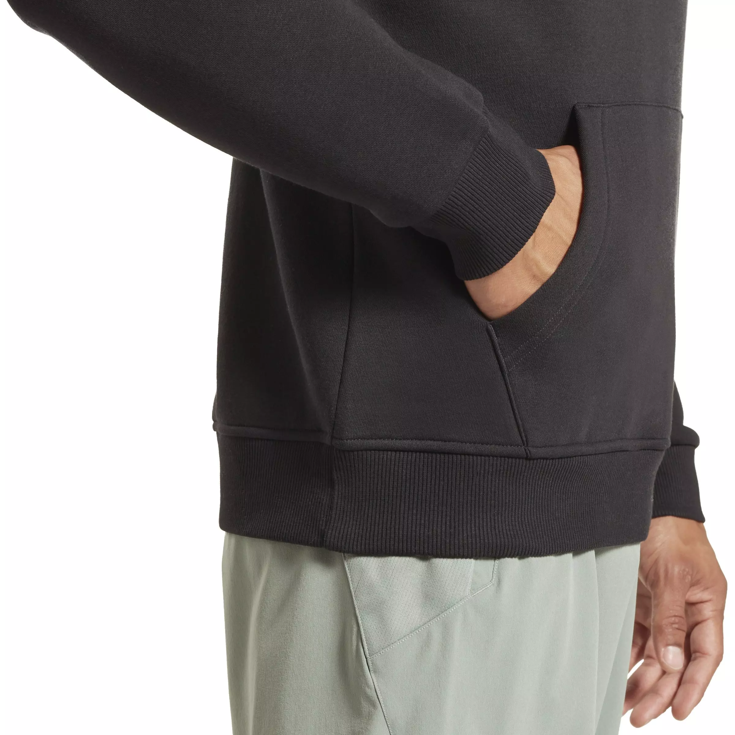 Reebok Men's Identity Fleece Stacked Logo Pullover- Black - BLACK