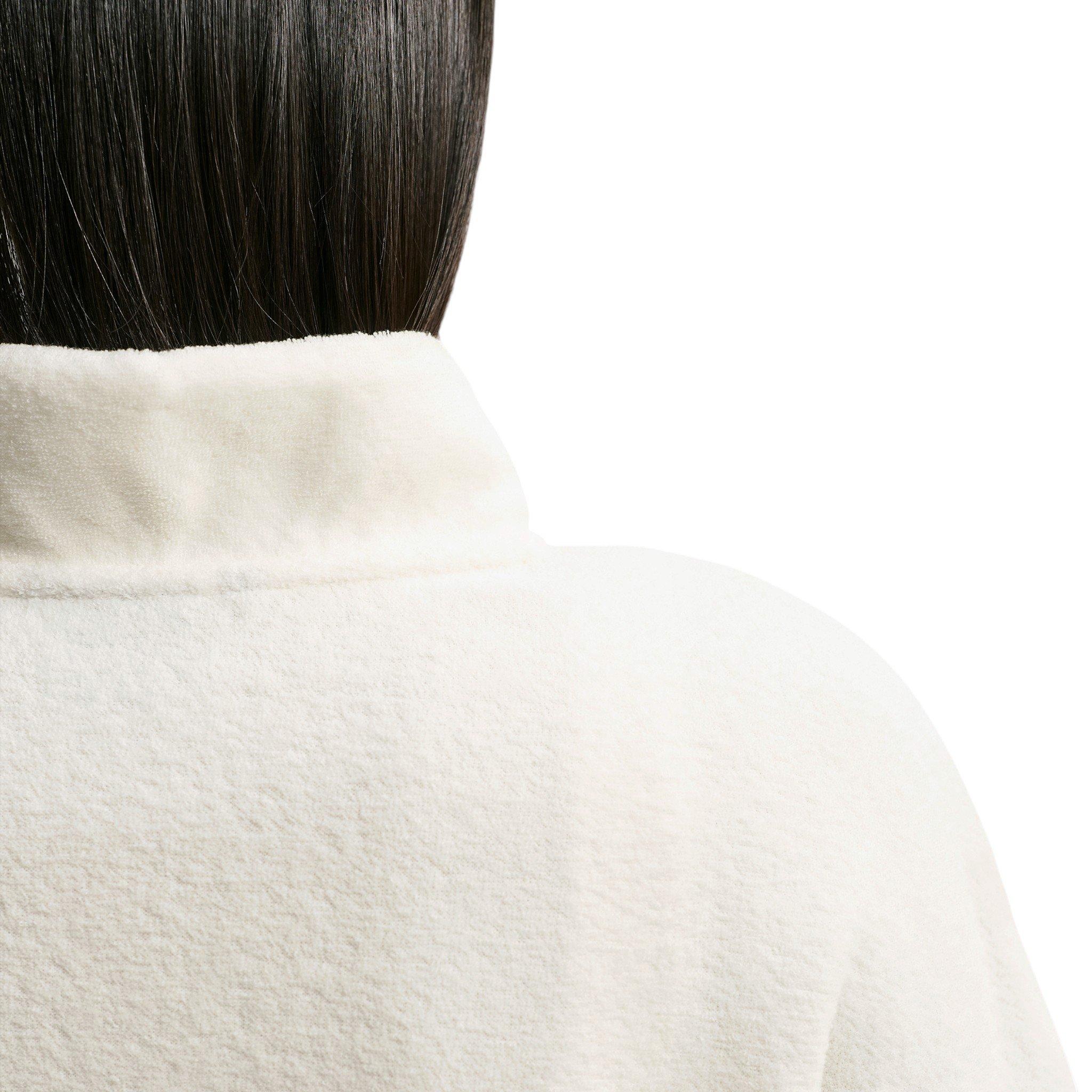 Nike Women's Studio Fleece Plush Oversized 1/4 Zip Cropped Top - Off-White/Black - OFF-WHITE/BLACK