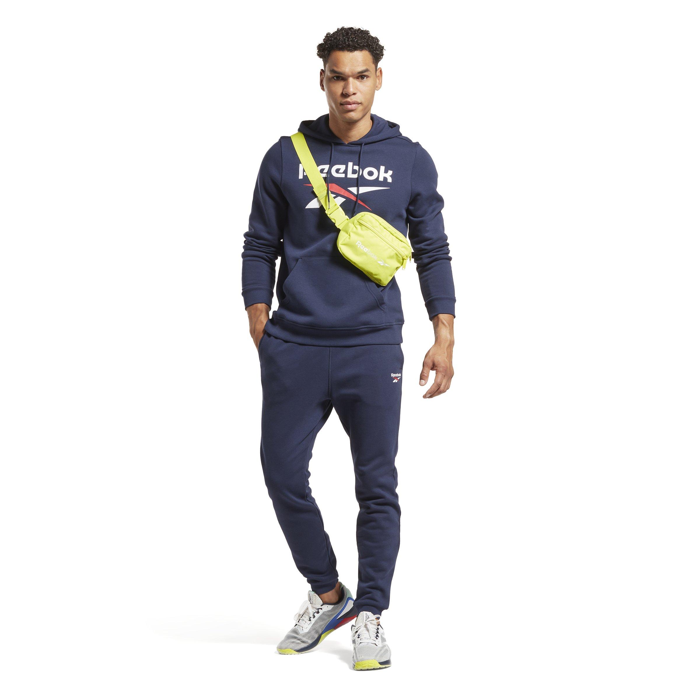 Reebok Men's Identity Fleece Stacked Logo Pullover- Navy - NAVY Thumbnail View 2