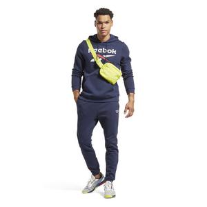 Reebok Men's Identity Fleece Stacked Logo Pullover- Navy