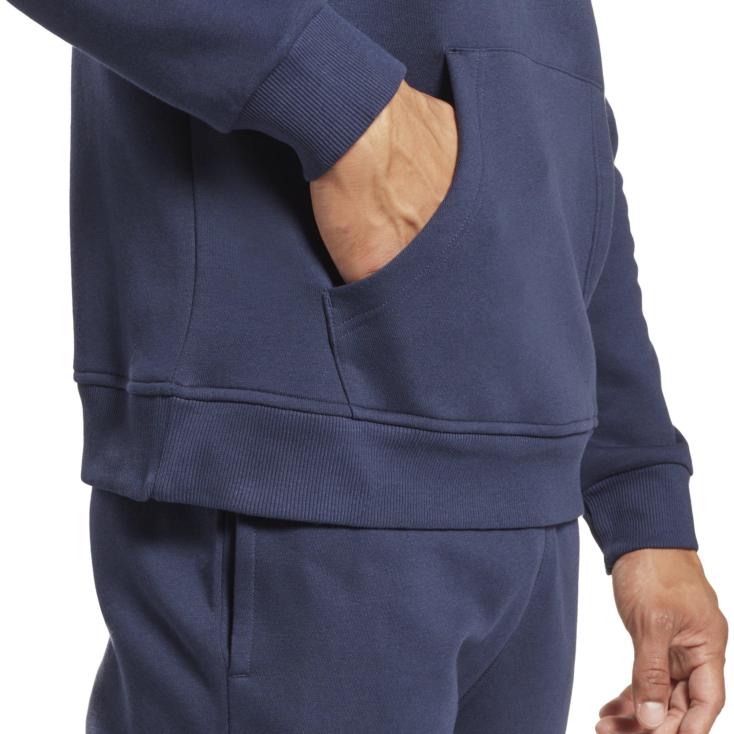 Reebok Men's Identity Fleece Stacked Logo Pullover- Navy - NAVY Thumbnail View 4