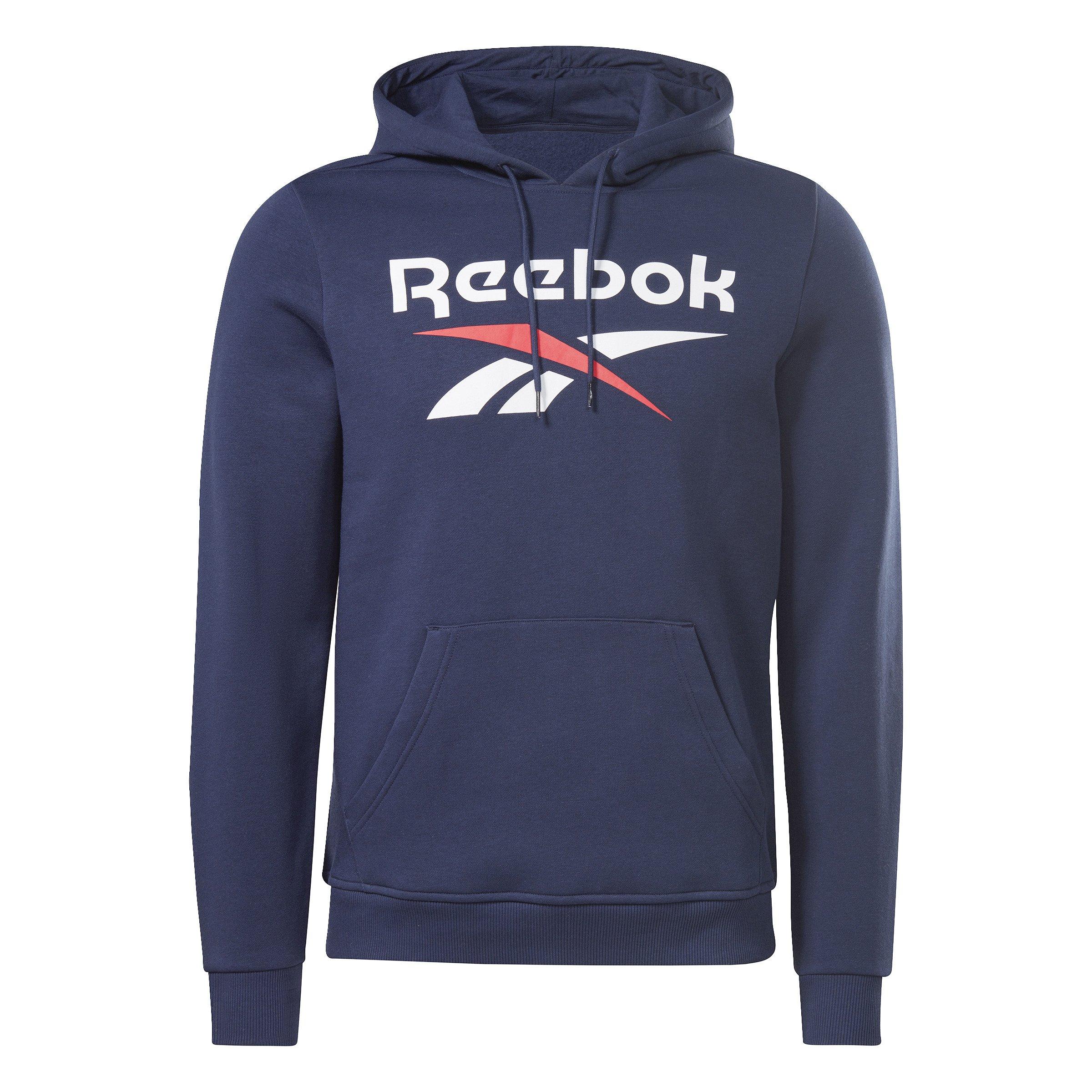 Reebok Men's Identity Fleece Stacked Logo Pullover- Navy - NAVY Thumbnail View 5