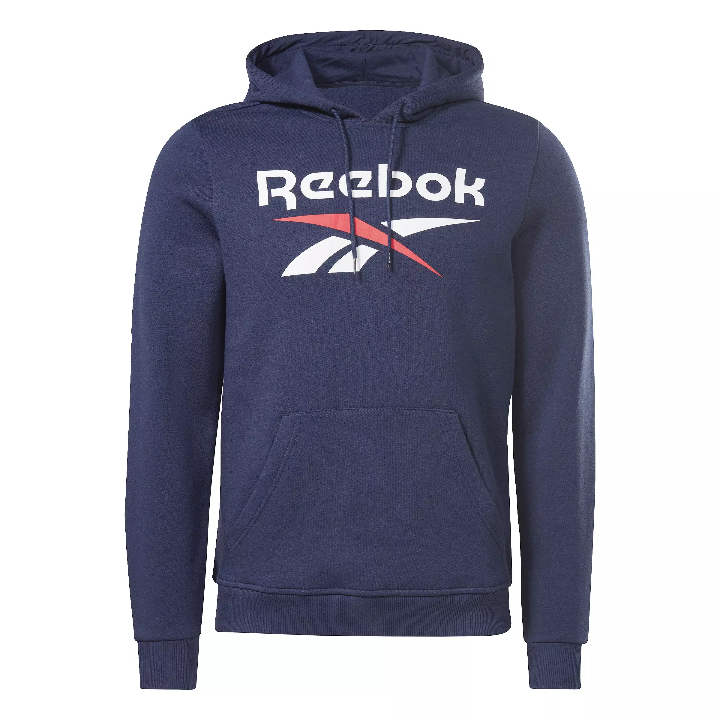Reebok Men's Identity Fleece Stacked Logo Pullover- Navy - NAVY