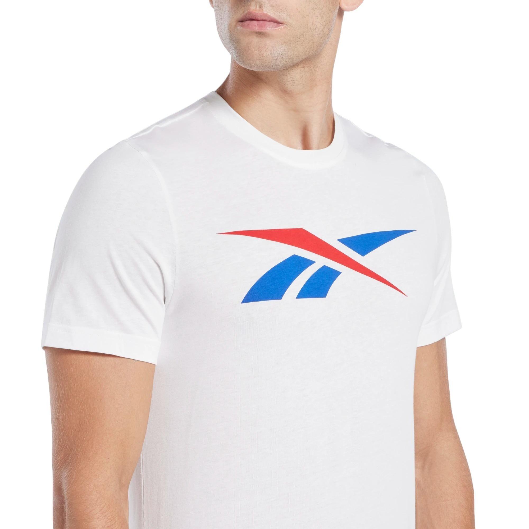 Reebok Men's Graphic Series Vector T-Shirt- White/Red - WHITE/RED/BLUE Thumbnail View 3