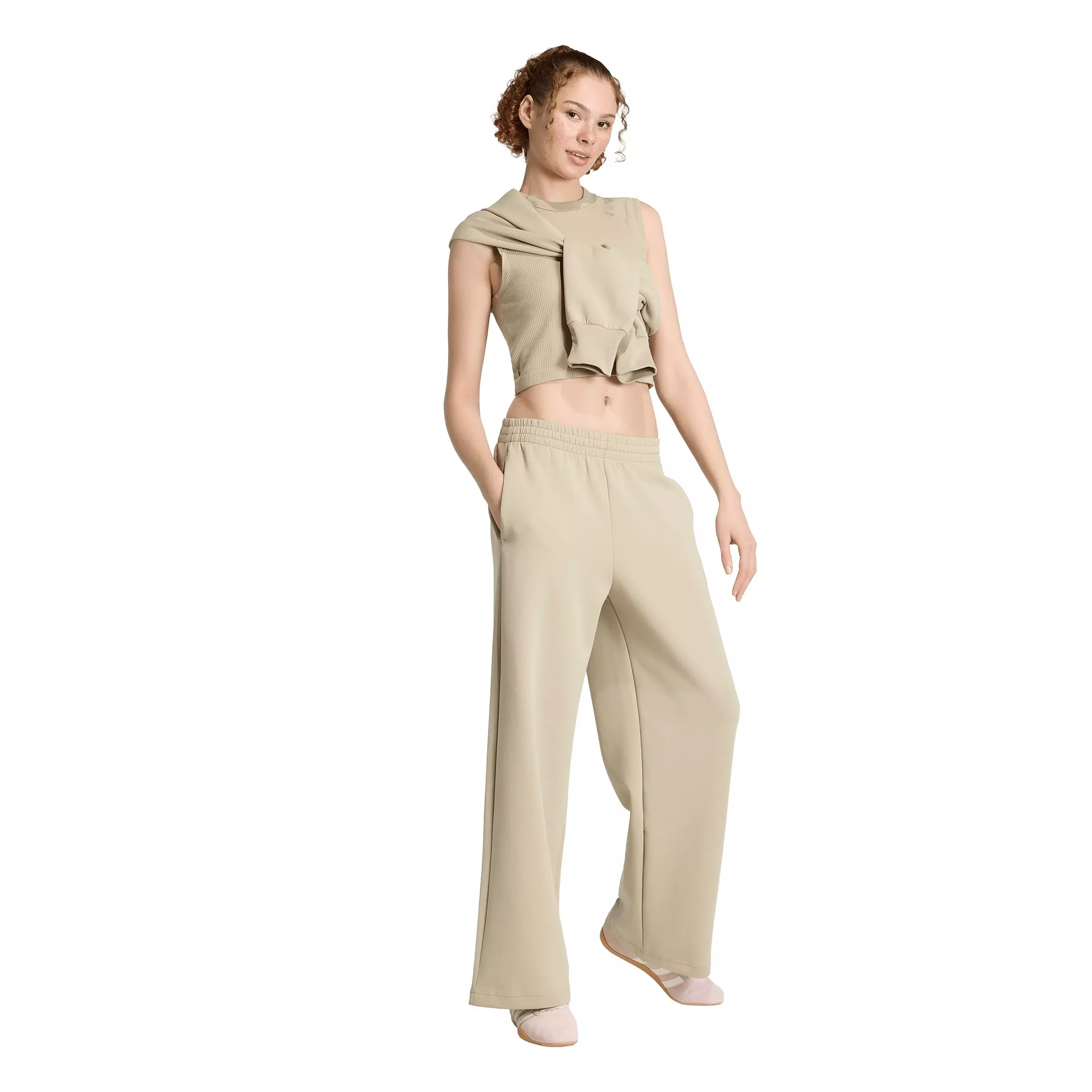 adidas Women's Soft Lux Straight Leg Pants - Khaki - KHAKI