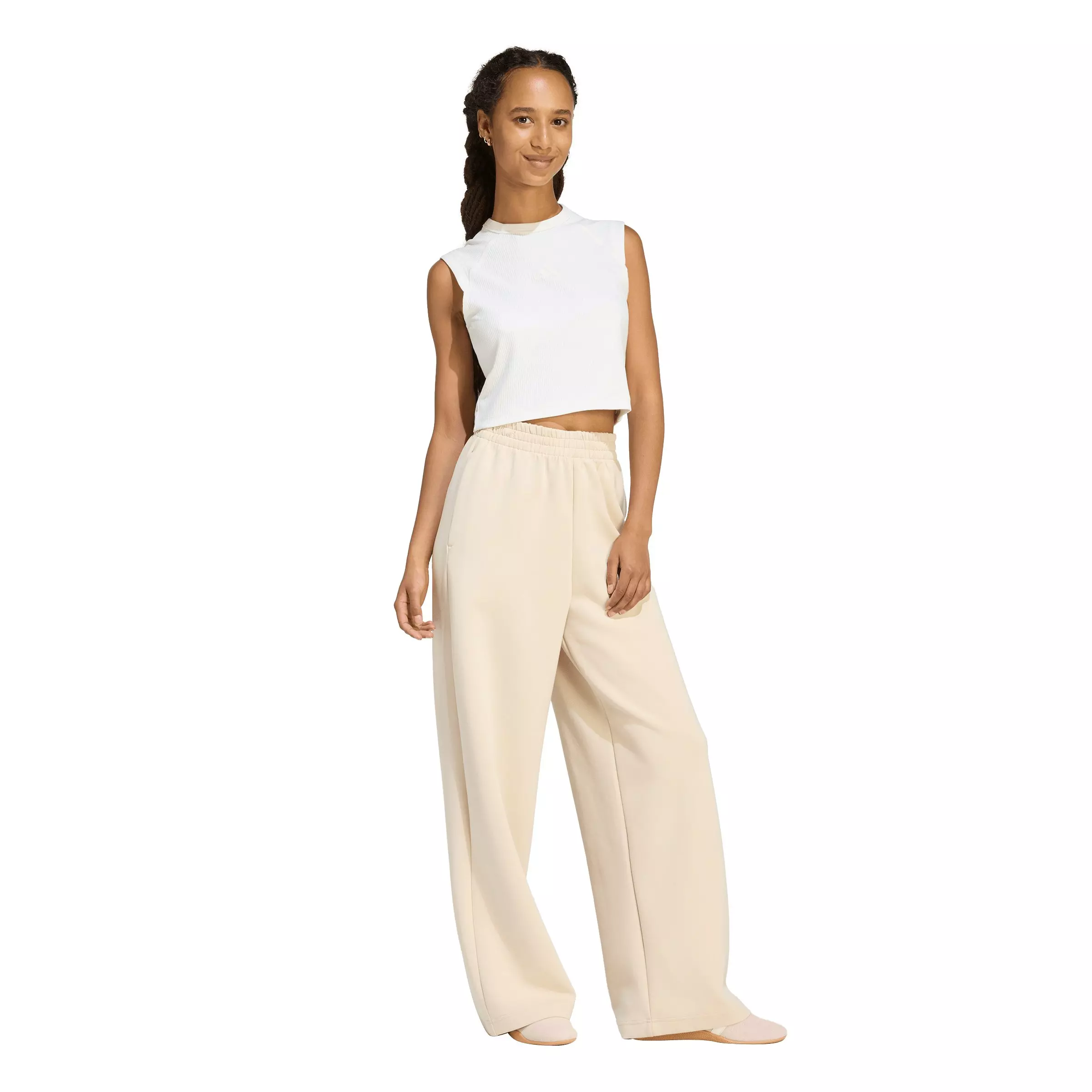 adidas Women's Soft Lux Straight Leg Pants - Beige - BEIGE