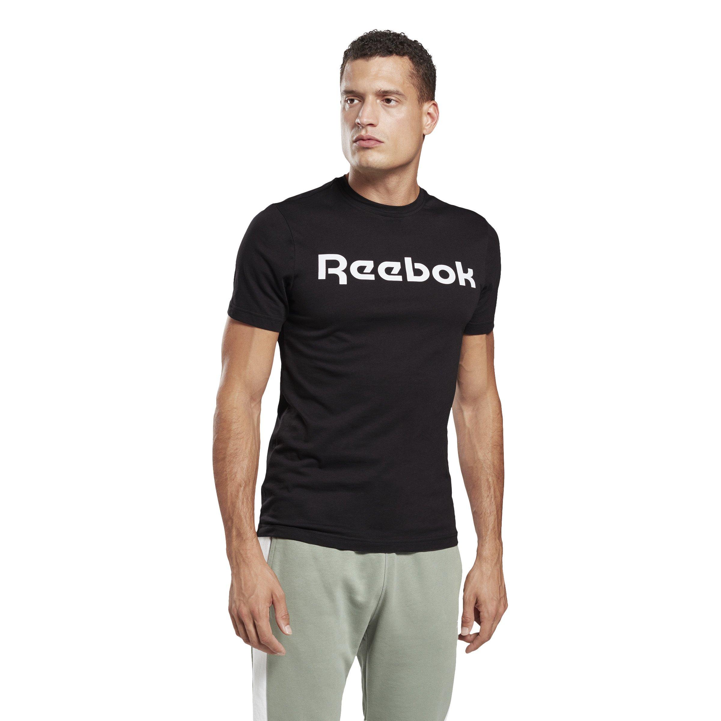 Reebok Men's Linear Read Tee- Black/White - BLACK/WHITE Thumbnail View 1