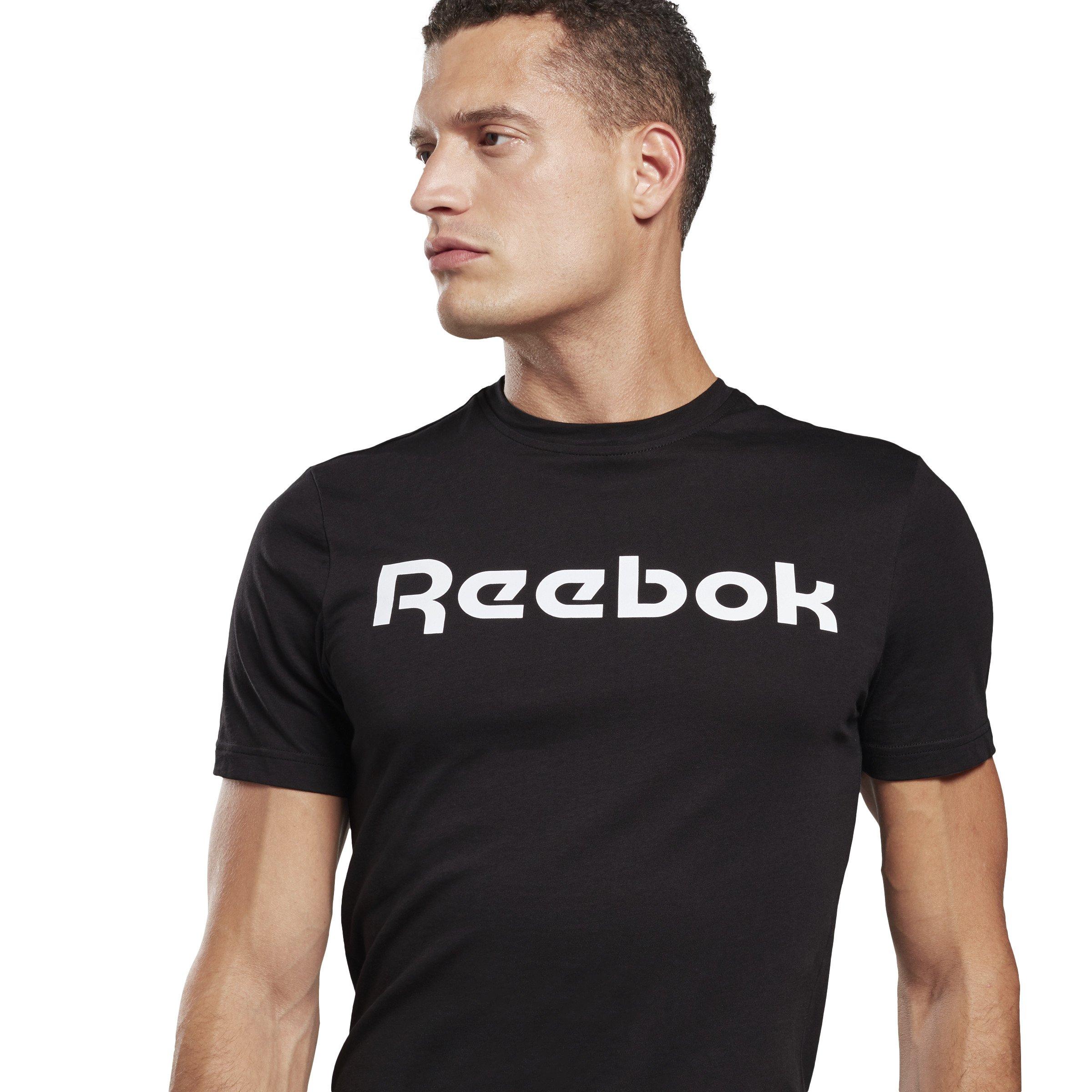 Reebok Men's Linear Read Tee- Black/White - BLACK/WHITE Thumbnail View 4