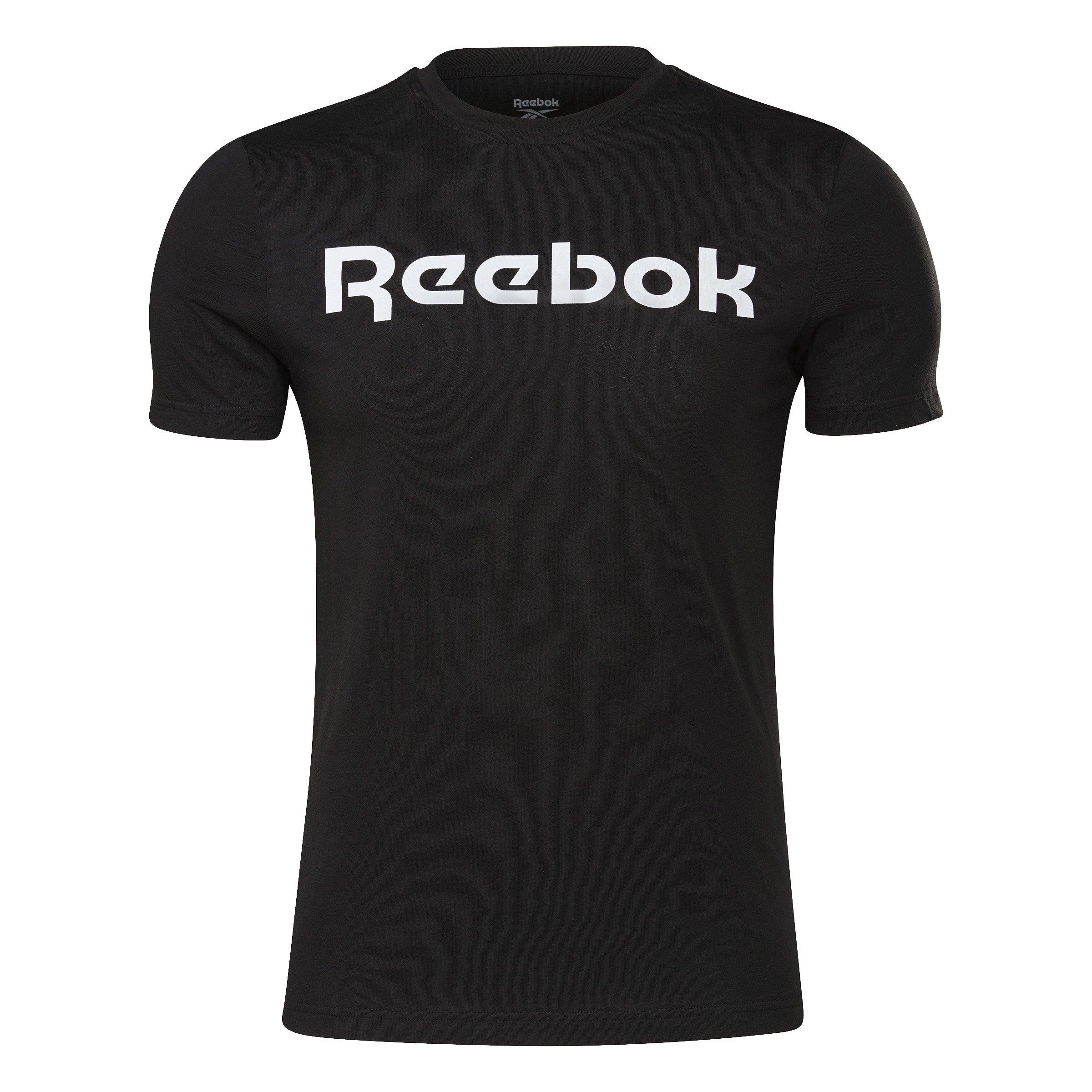 Reebok Men's Linear Read Tee- Black/White - BLACK/WHITE Thumbnail View 6