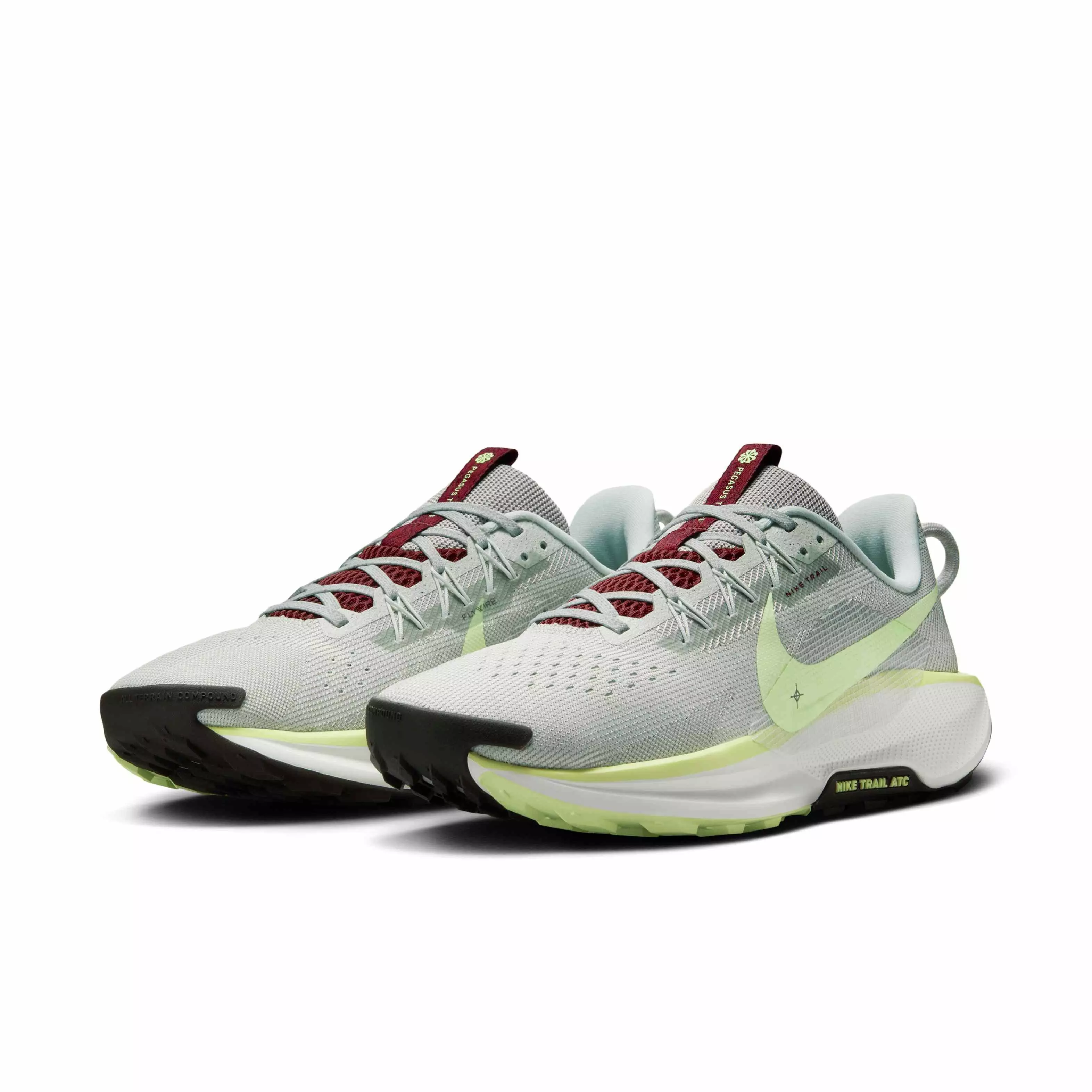 Nike Pegasus Trail 5 "Light Silver/College Grey/Dark Red/Barely Volt" Men's Trail Running Shoe - LT SILVER/GREY/DK RED/VOLT