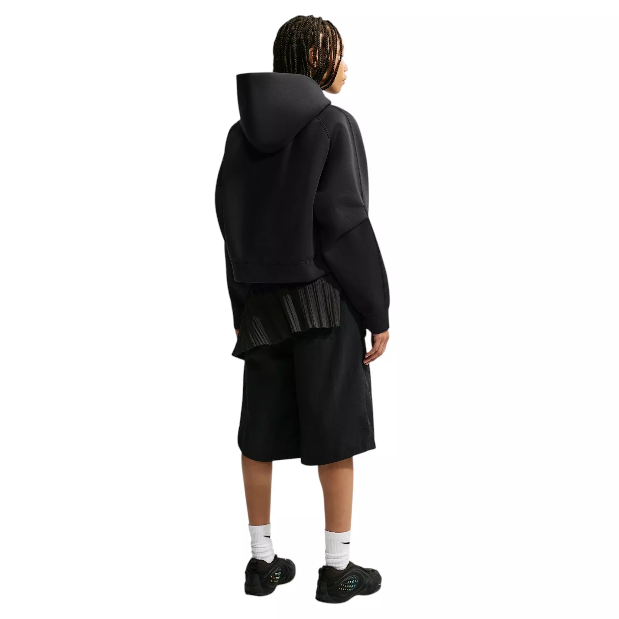 Nike Women's Article Fleece Oversized Full-Zip Hooded Jacket - Black/Silver - BLACK/SILVER